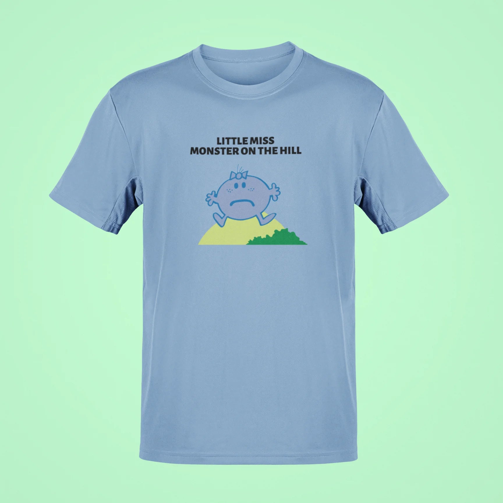 anti hero little miss monster on the hill oversized t shirt baby blue