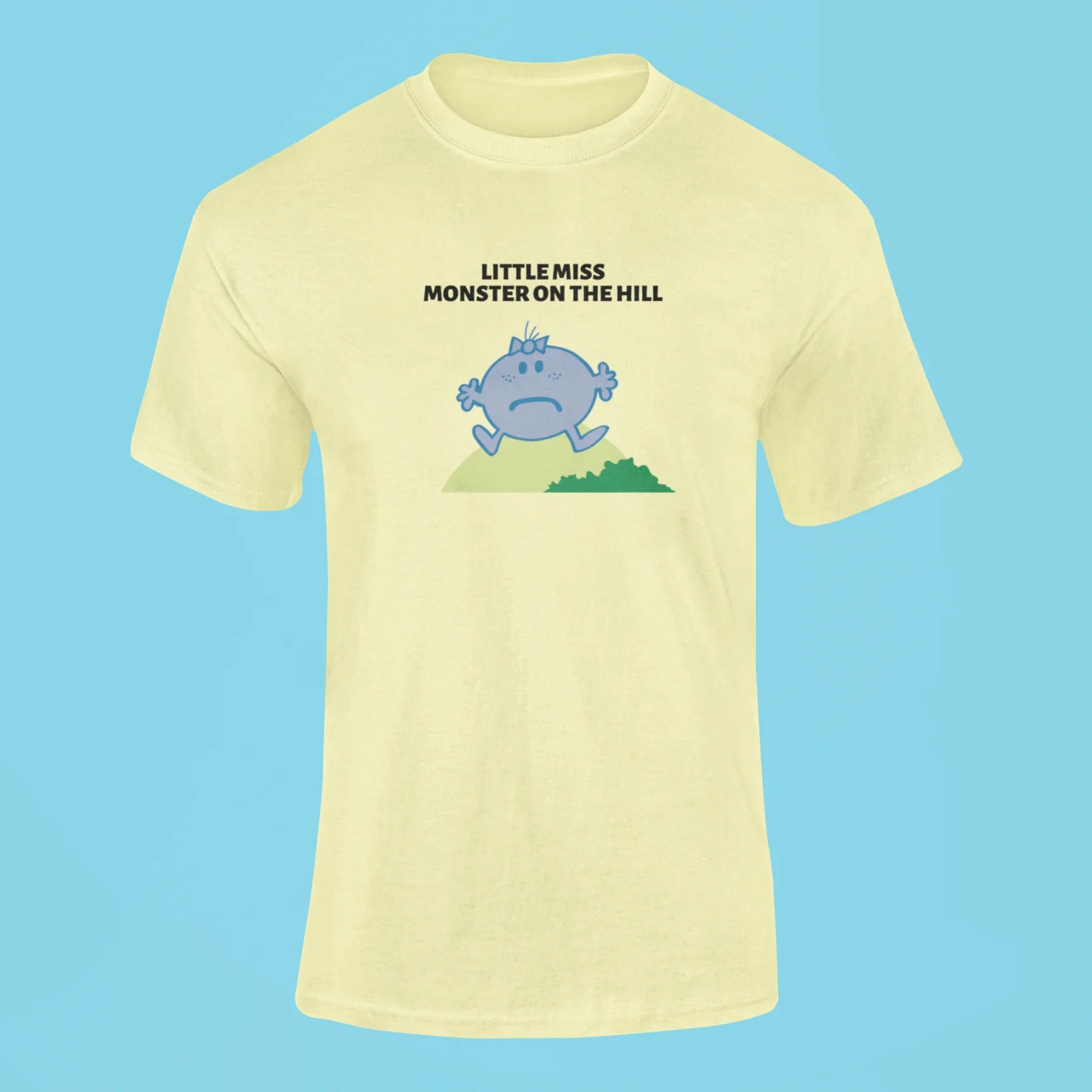 anti hero little miss monster on the hill t shirt butter yellow