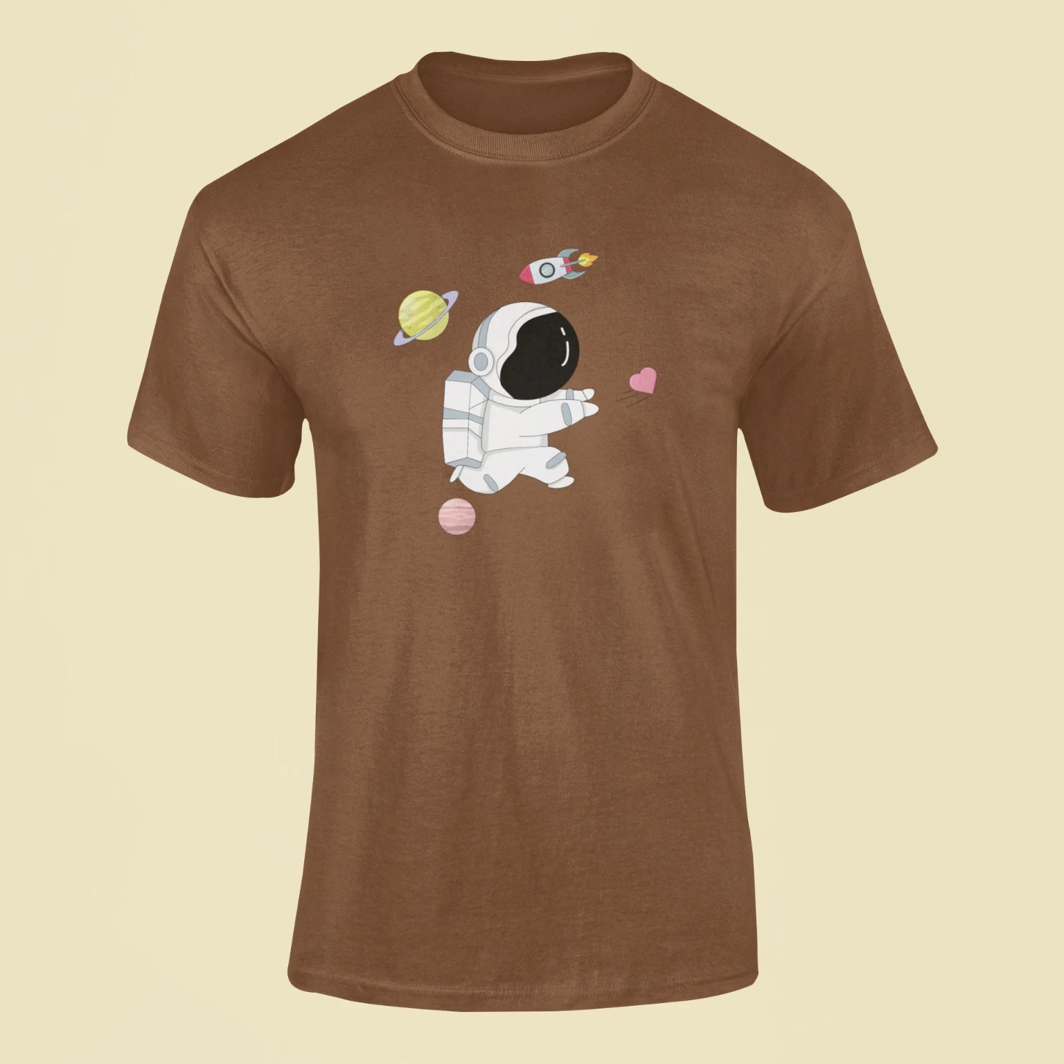 astronaut t shirt brown