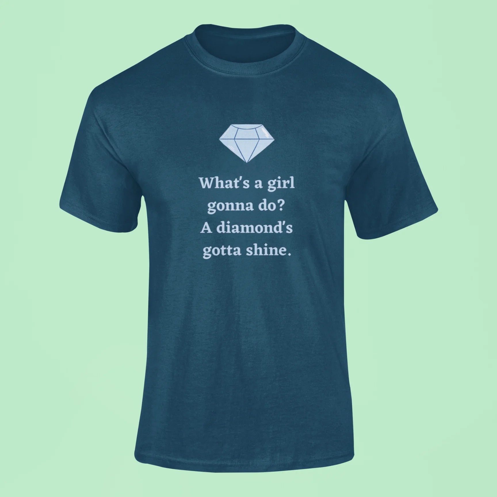 bejeweled whats a girl gonna do a diamonds gotta shine t shirt navy blue
