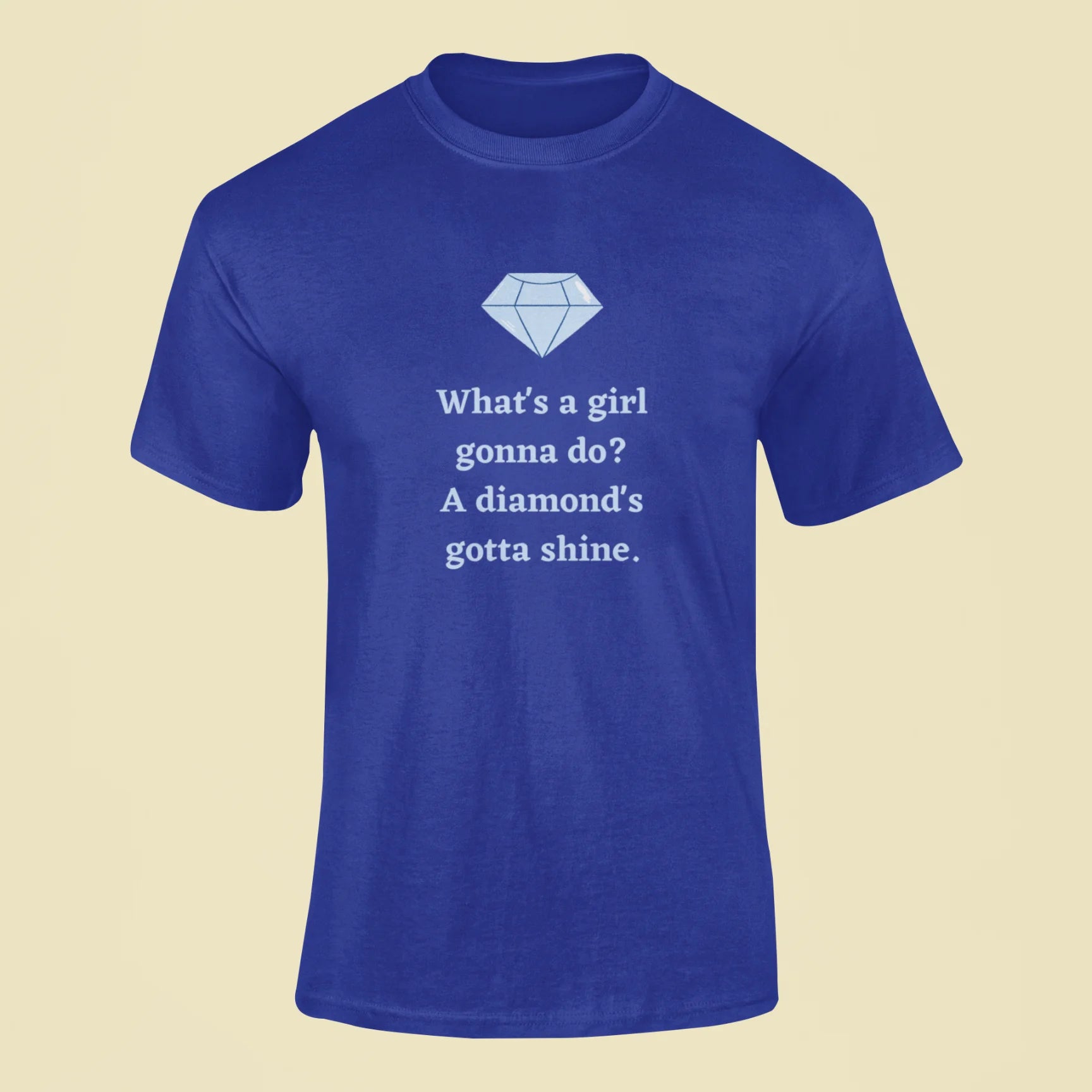 bejeweled whats a girl gonna do a diamonds gotta shine t shirt royal blue