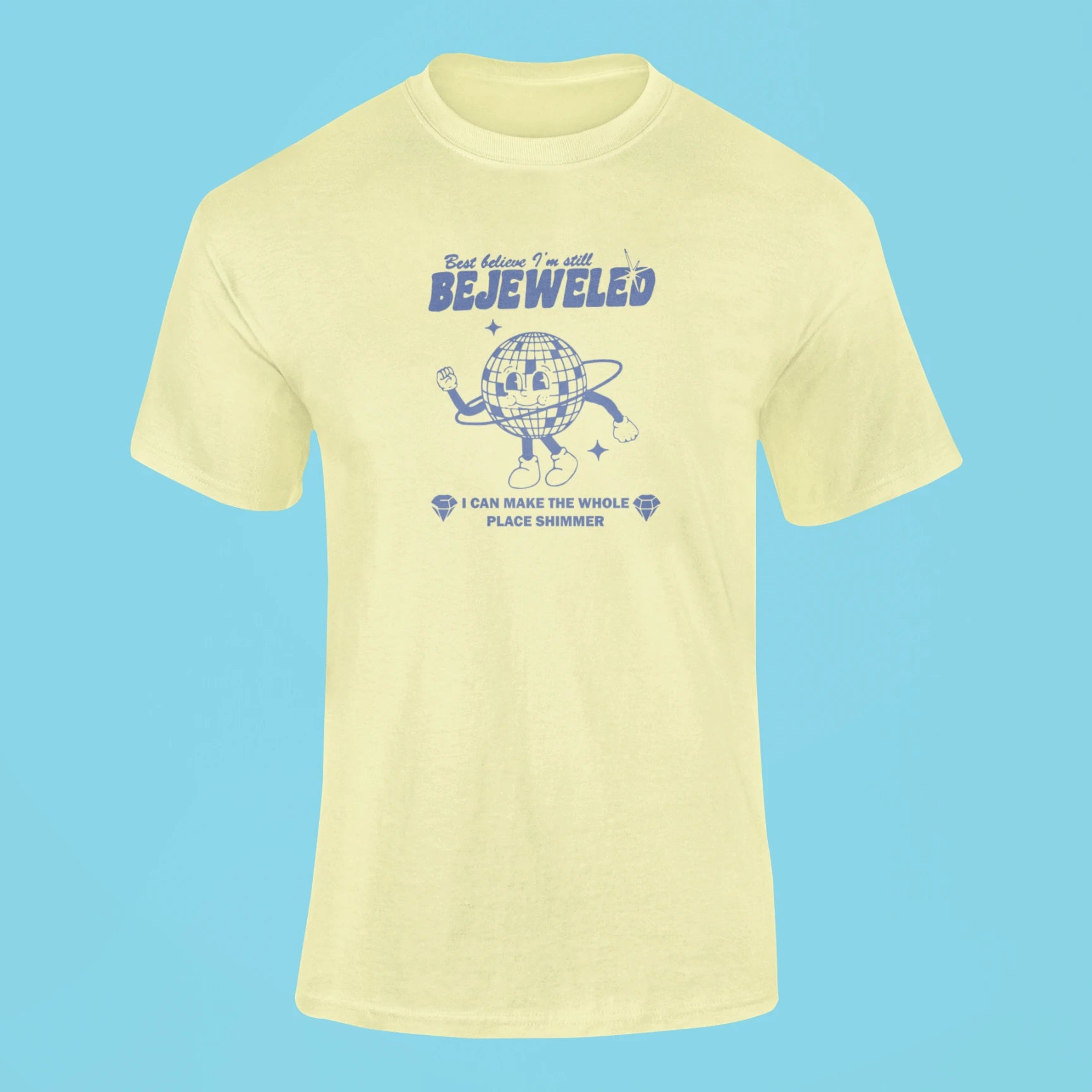 best believe im still bejeweled t shirt butter yellow