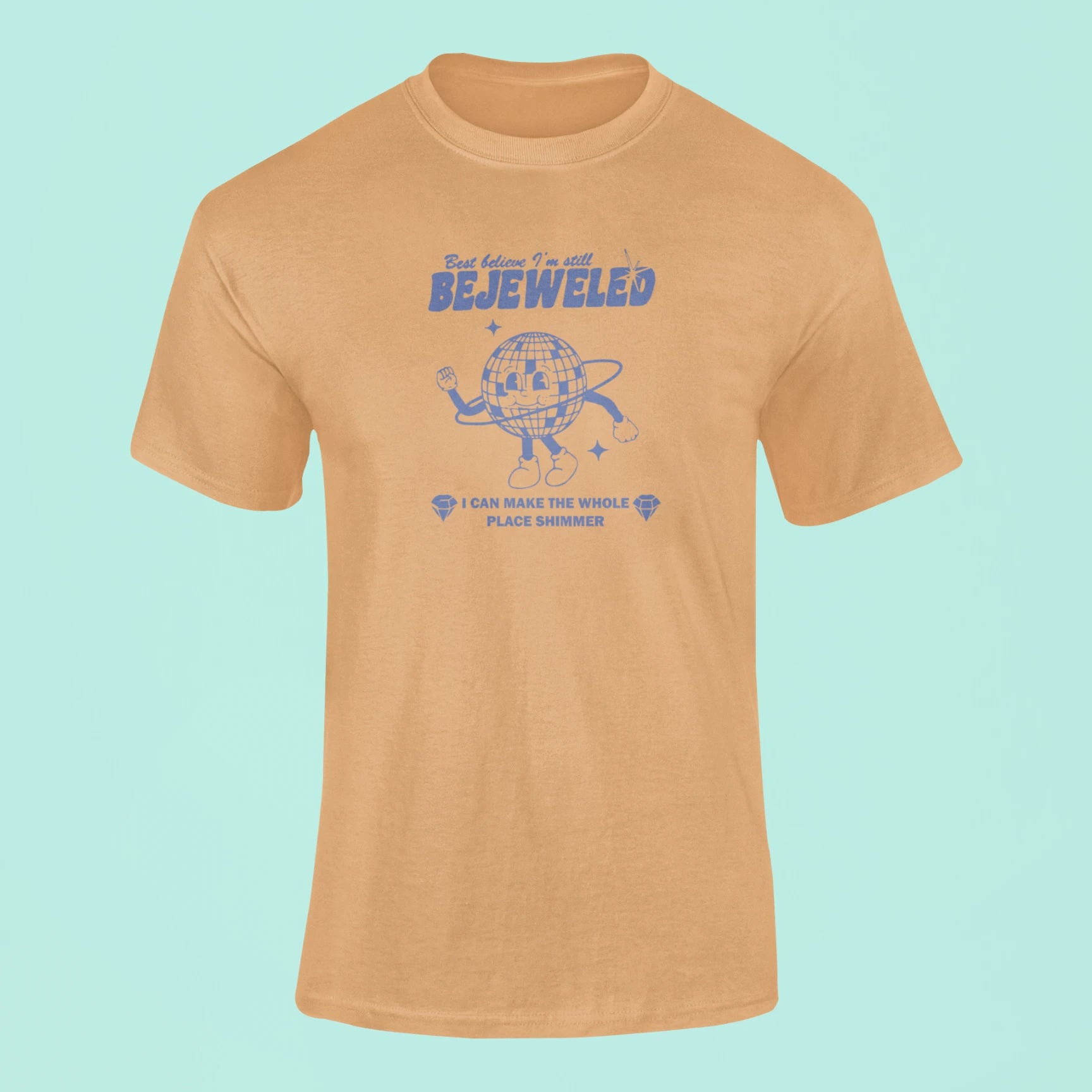 best believe im still bejeweled t shirt mustard yellow