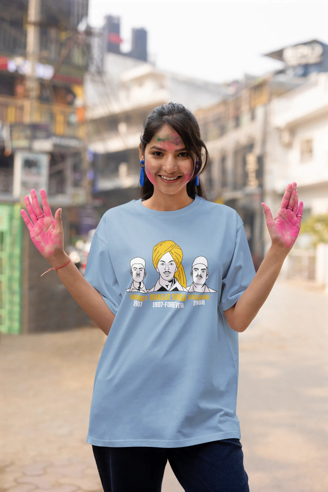 Bhagat Singh, Sukhdev, Rajguru Oversized T-Shirt