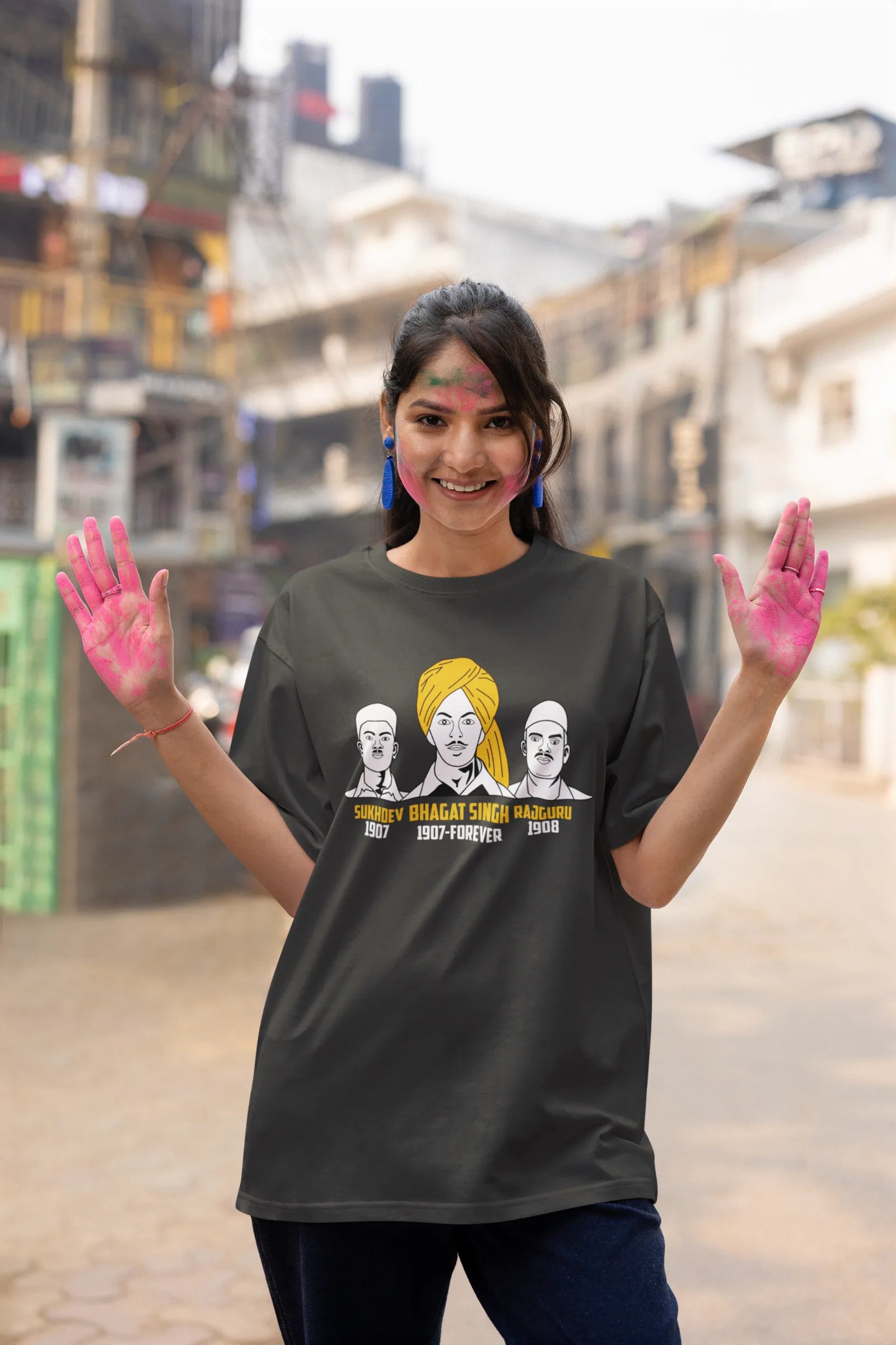 Bhagat Singh, Sukhdev, Rajguru Oversized T-Shirt