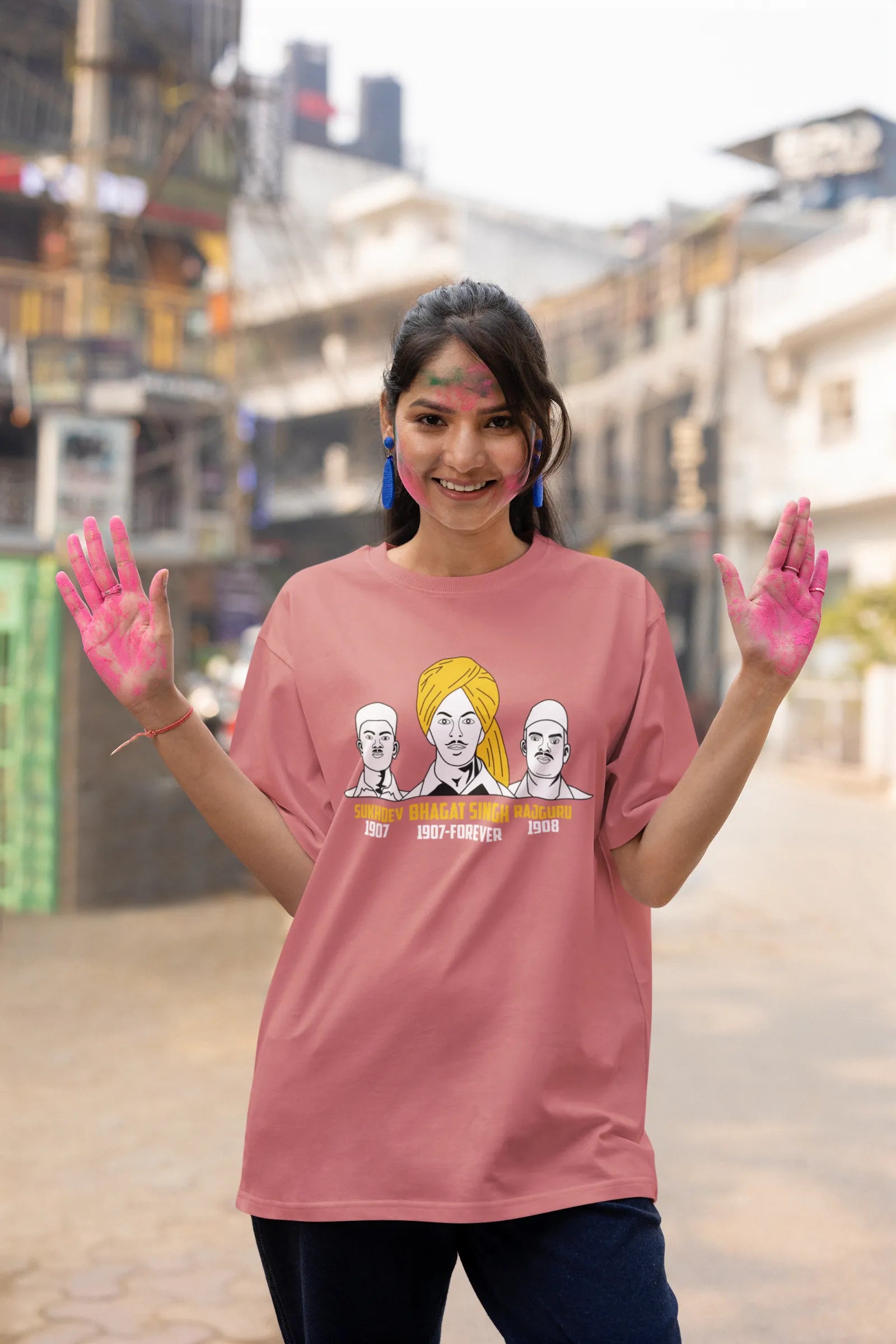 Bhagat Singh, Sukhdev, Rajguru Oversized T-Shirt