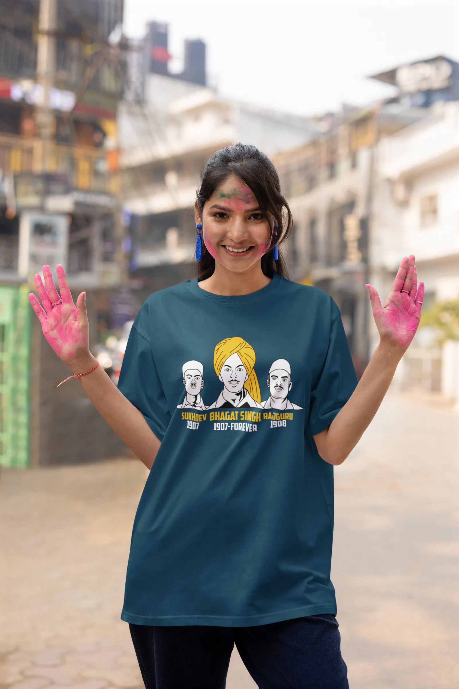 Bhagat Singh, Sukhdev, Rajguru Oversized T-Shirt