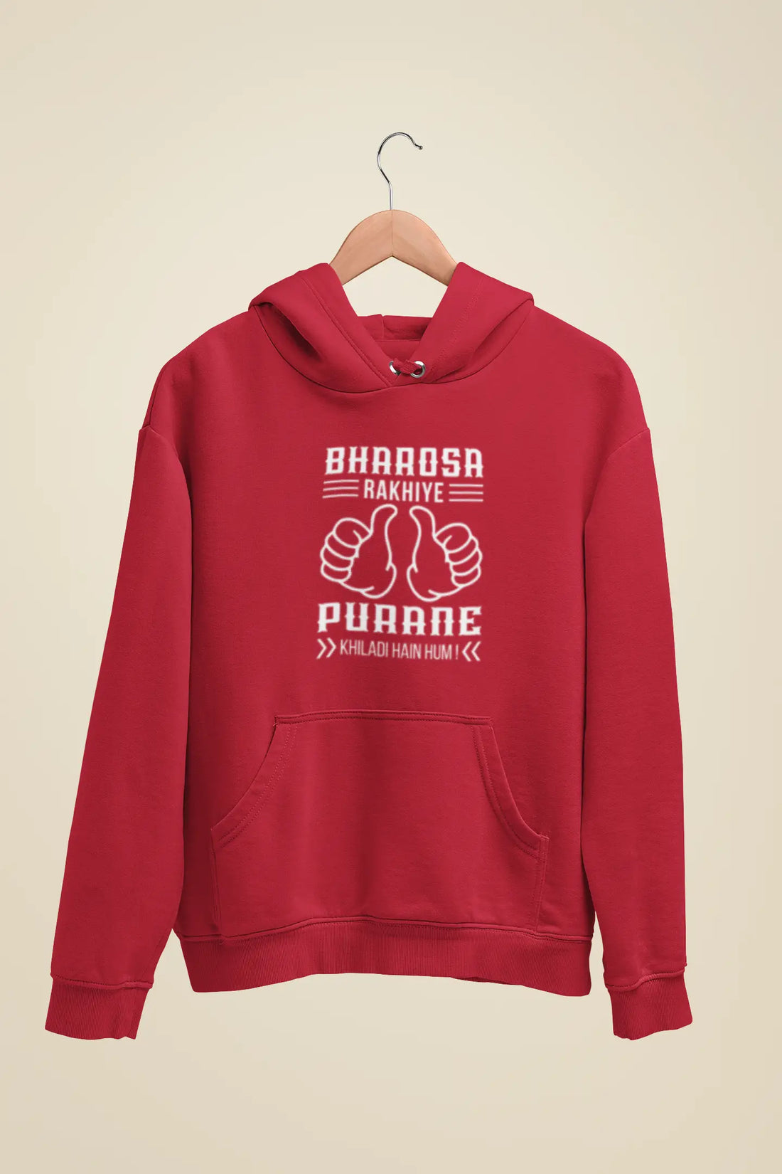 bharosa rakhiye purane khiladi hain hum unisex hoodie red