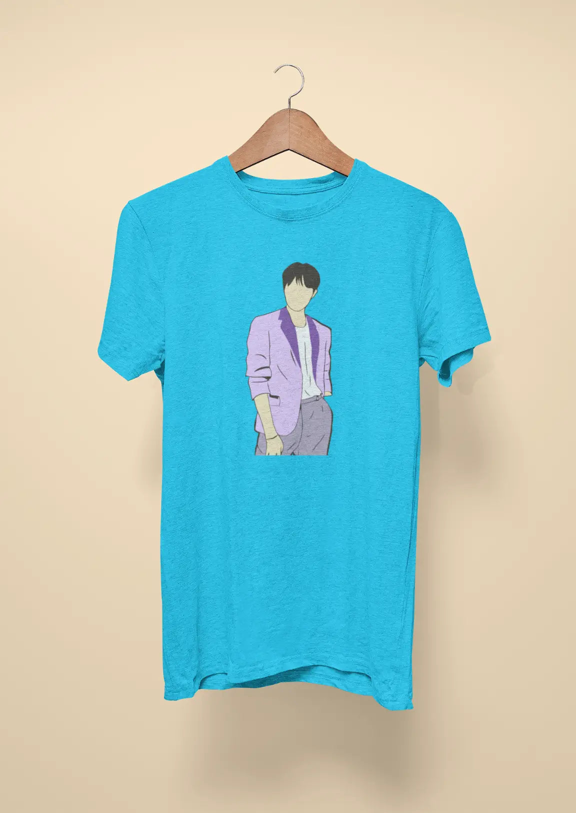 bts band member face outline 2 sky blue