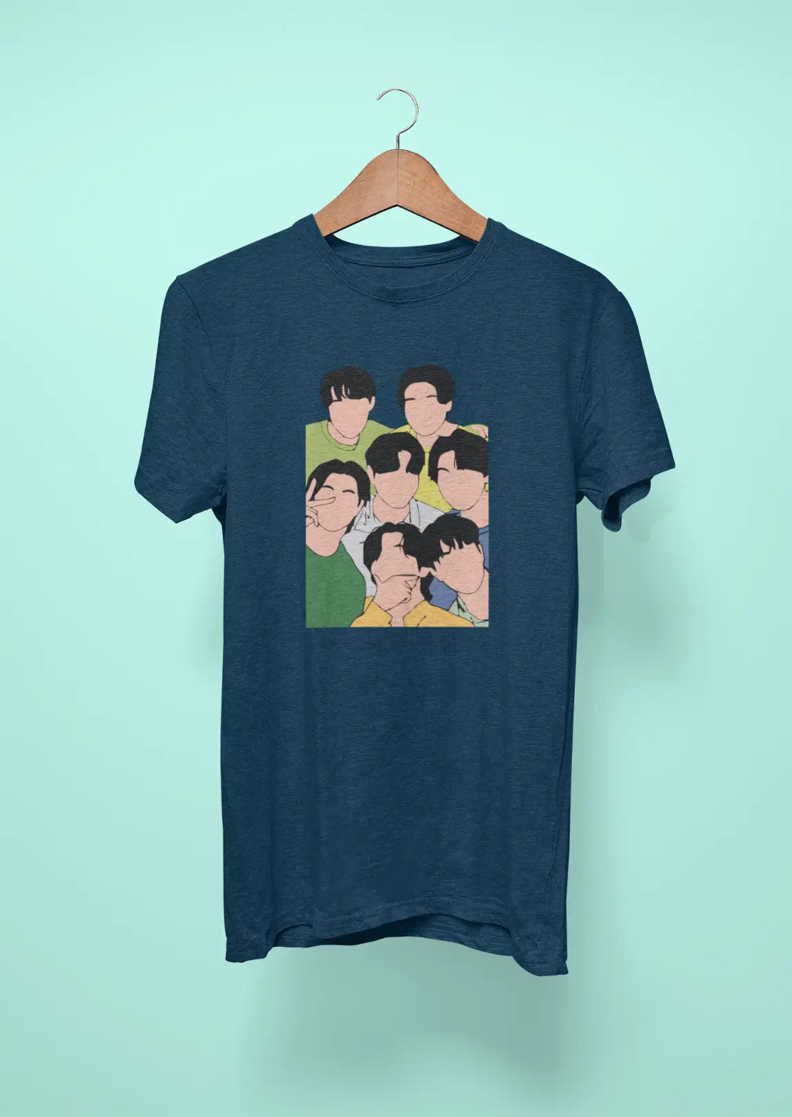 bts band members posing 2 navy blue