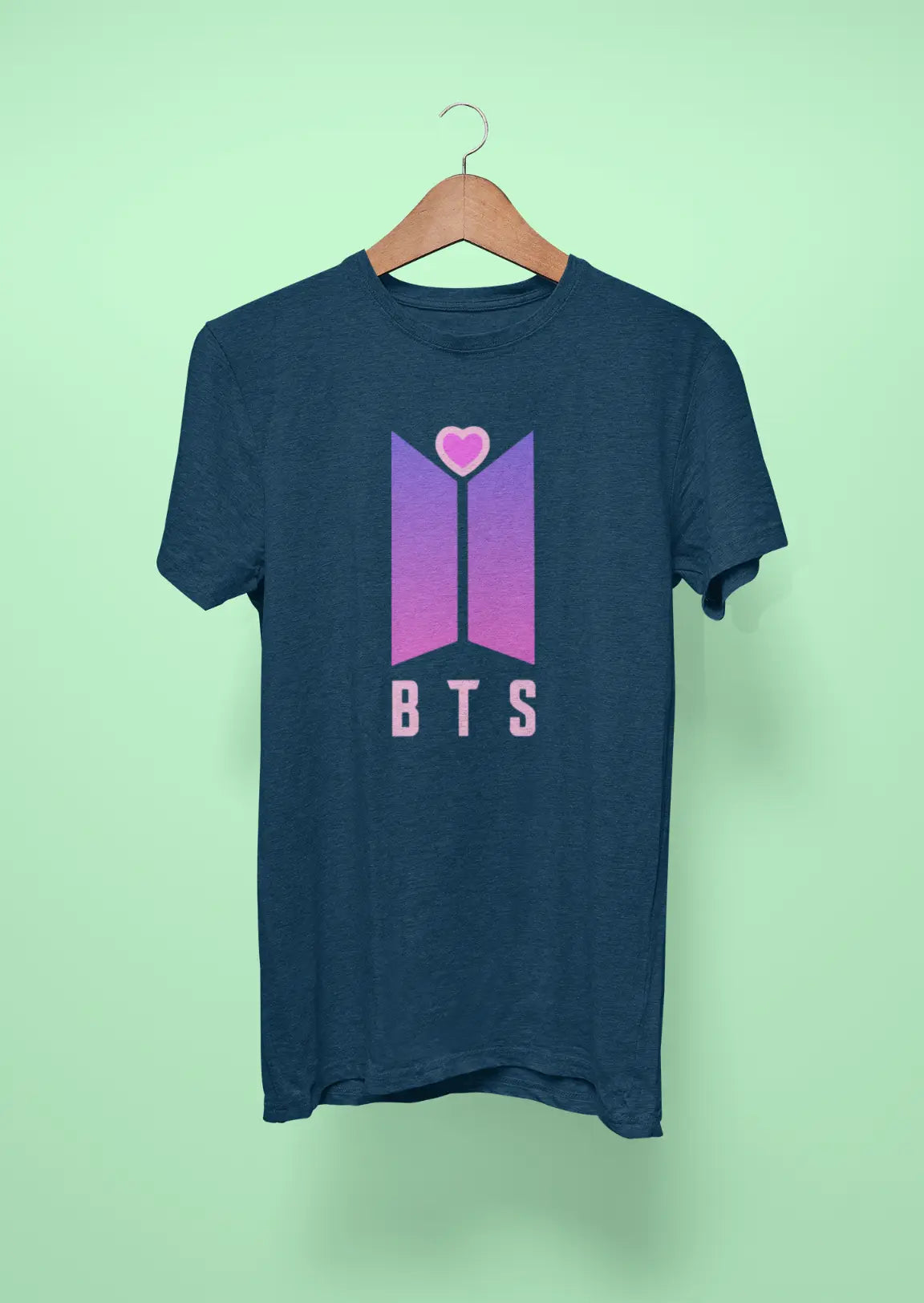 bts logo with purple heart navy blue