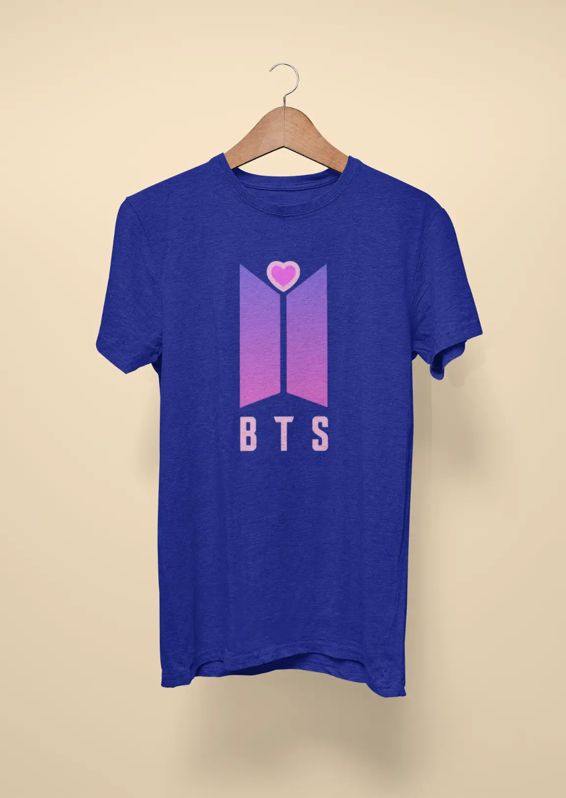 bts logo with purple heart royal blue