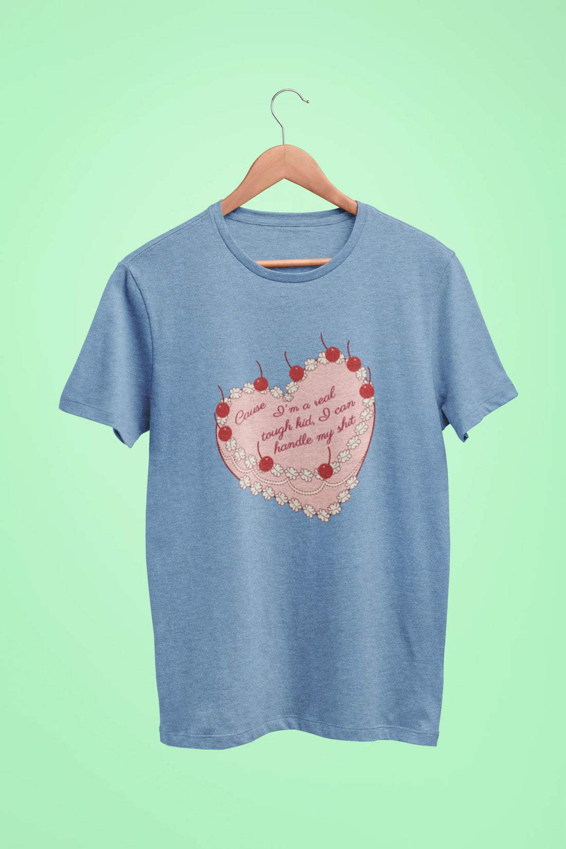 cause im a real tough kid i can handle my shit oversized t shirt baby blue scaled