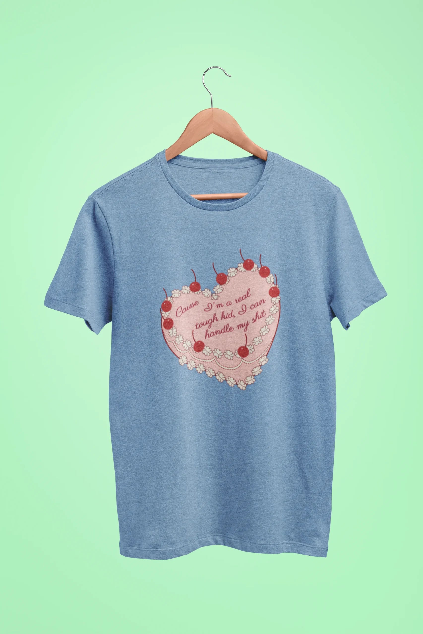 cause im a real tough kid i can handle my shit oversized t shirt baby blue scaled
