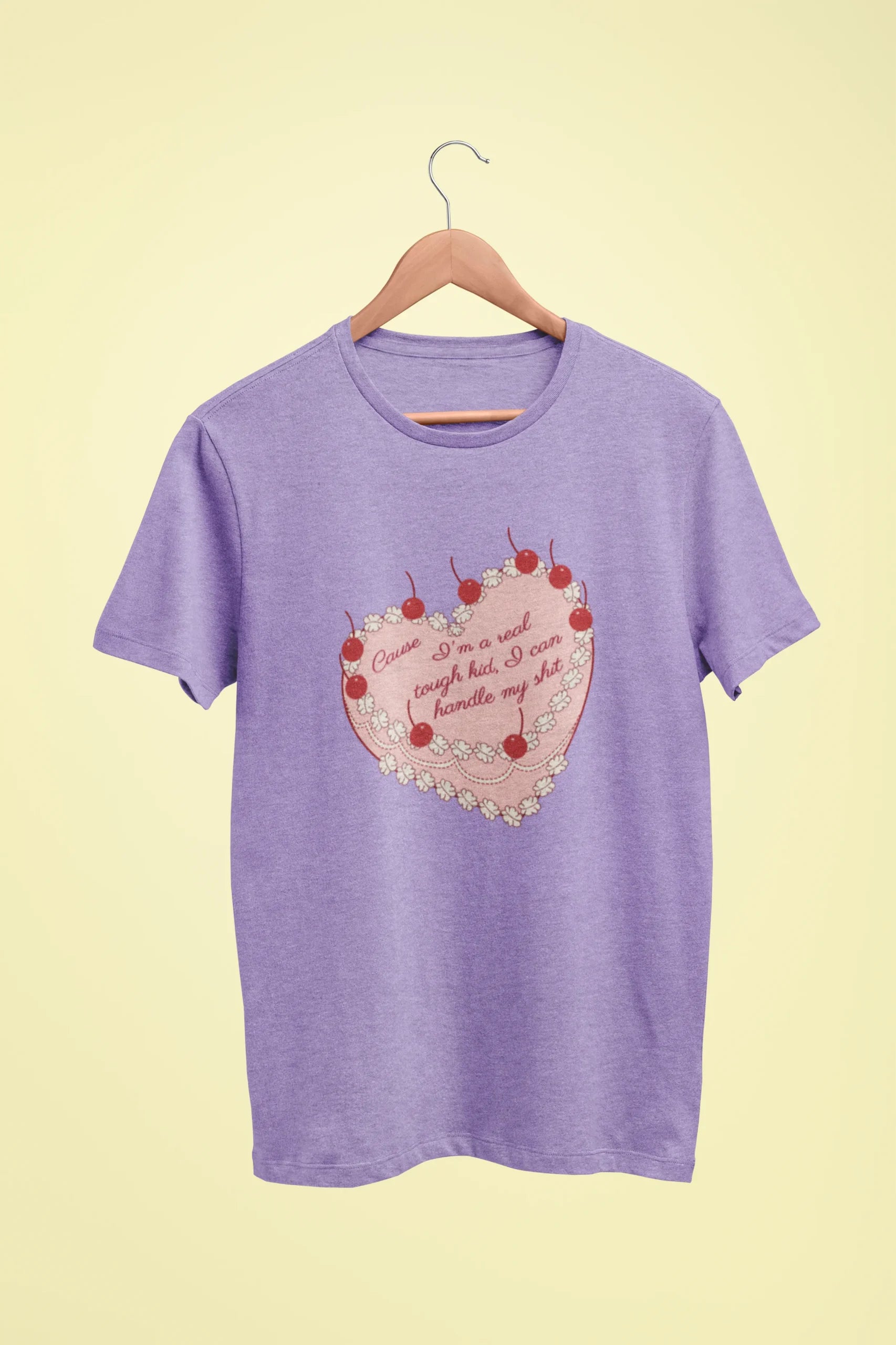 cause im a real tough kid i can handle my shit oversized t shirt lavender scaled