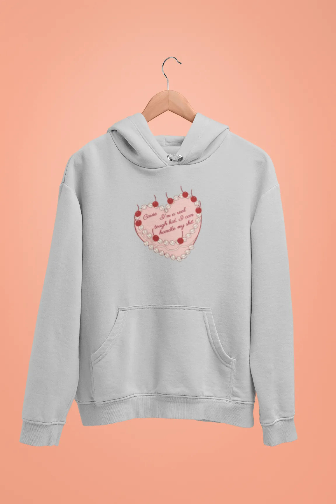 cause im a real tough kid i can handle my shit unisex hoodie grey
