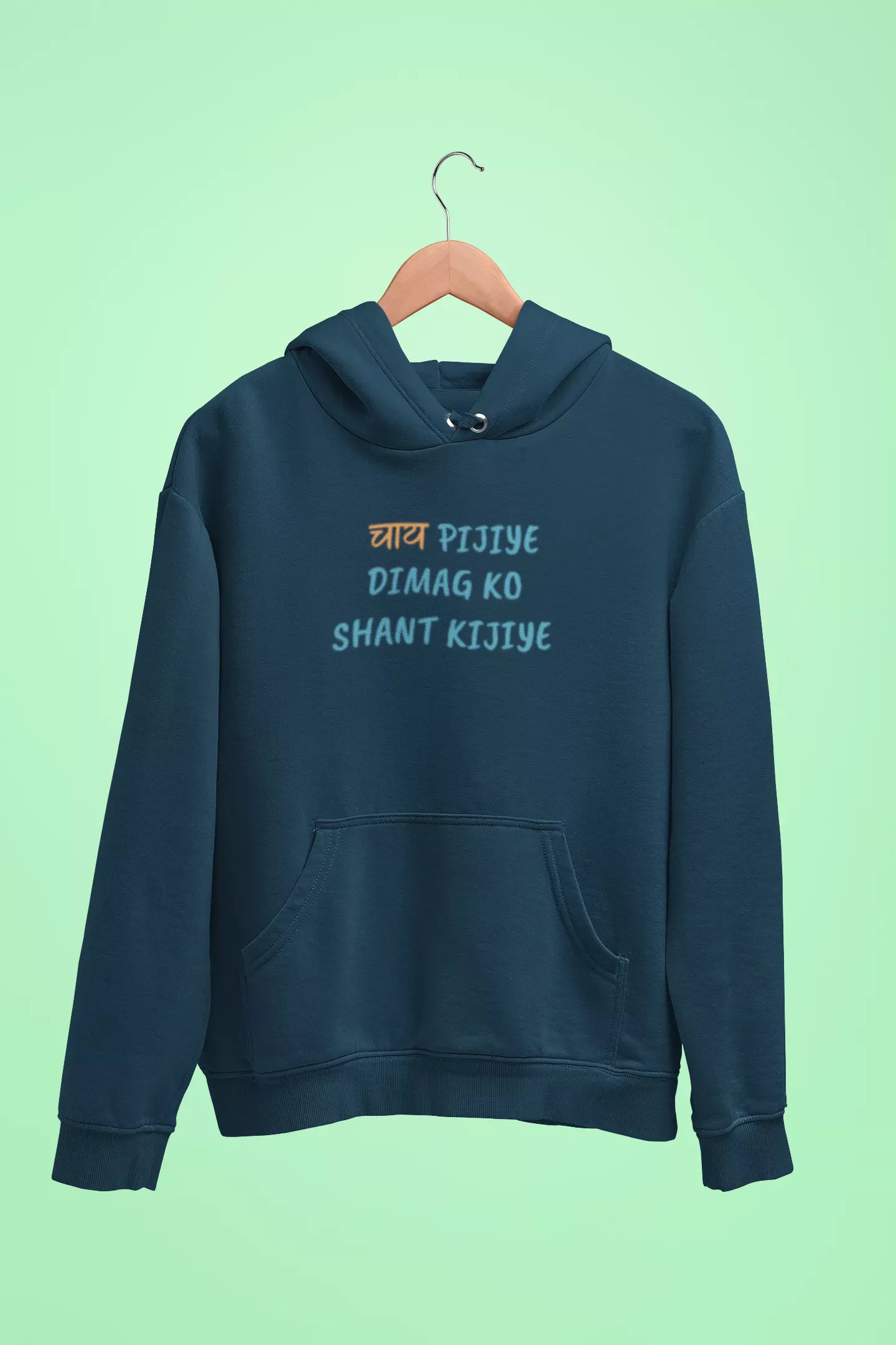 chai pijiye dimag ko shant kijiye unisex hoodie navy blue