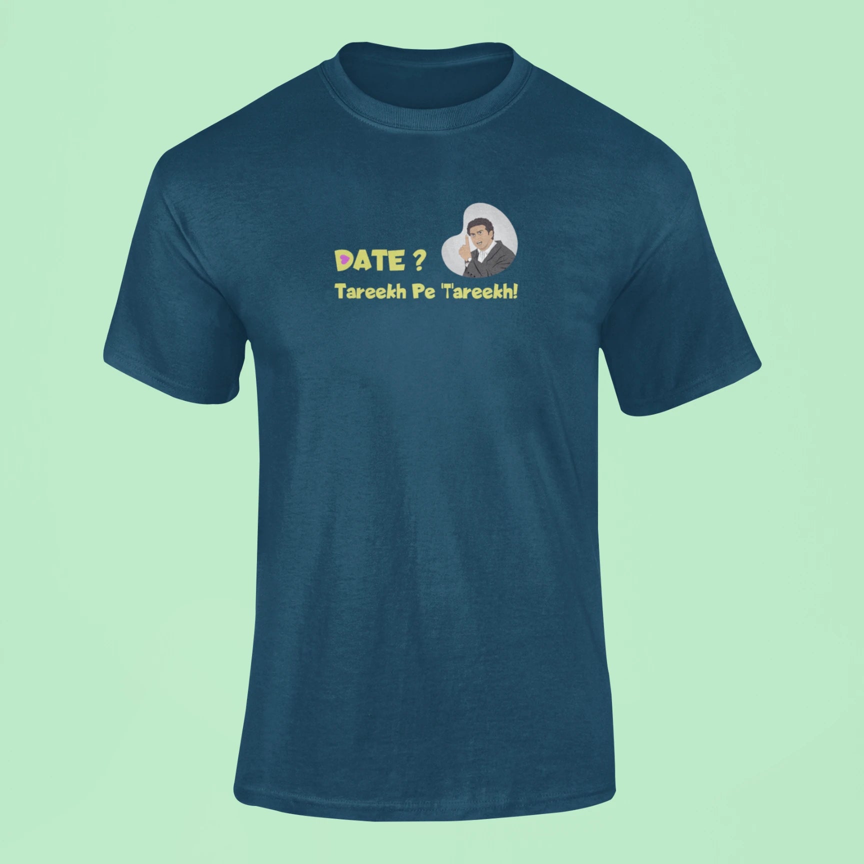 date tareekh pe tareekh t shirt navy blue