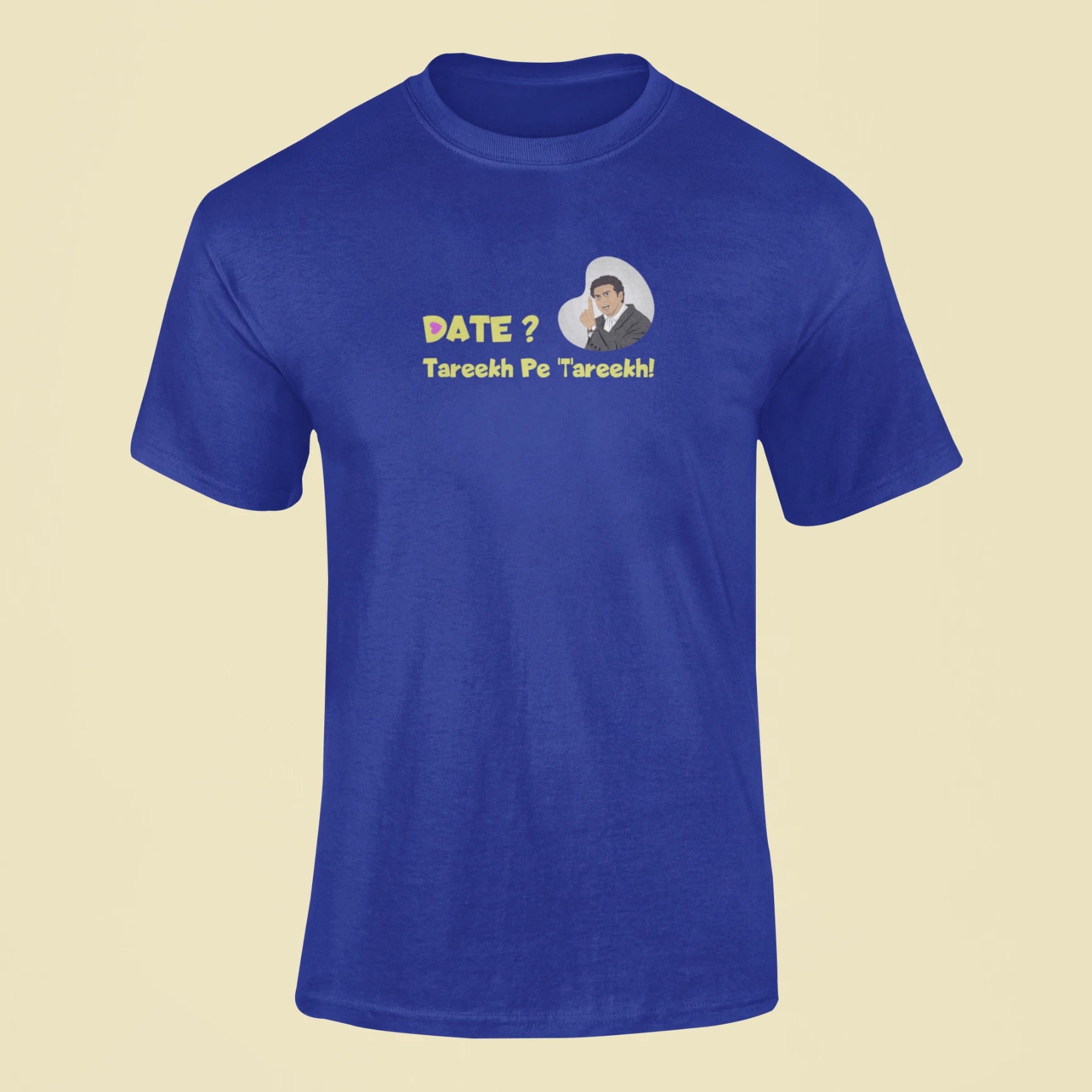 date tareekh pe tareekh t shirt royal blue