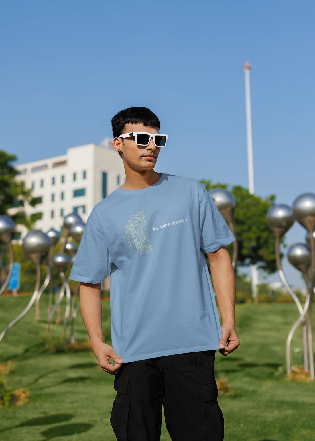 Dhairyam Sarvatra Sadhanam Oversized T-Shirt