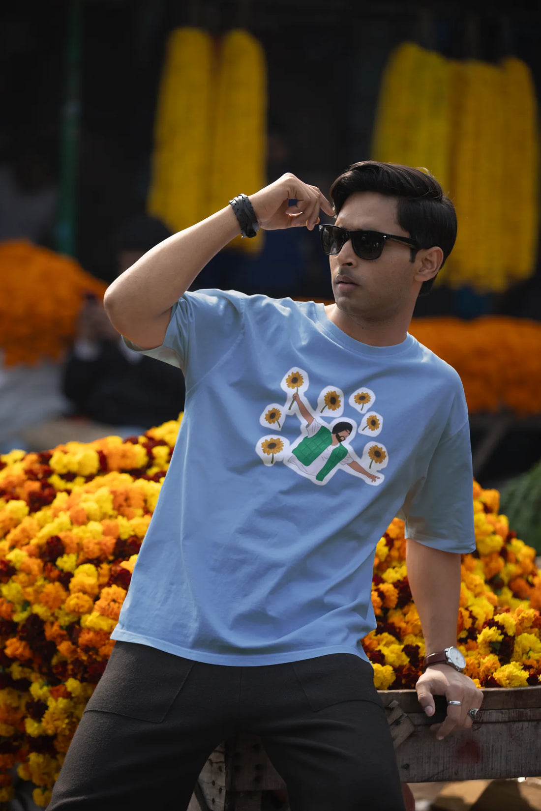 Diljit Dosanjh Flowers Oversized T-Shirt