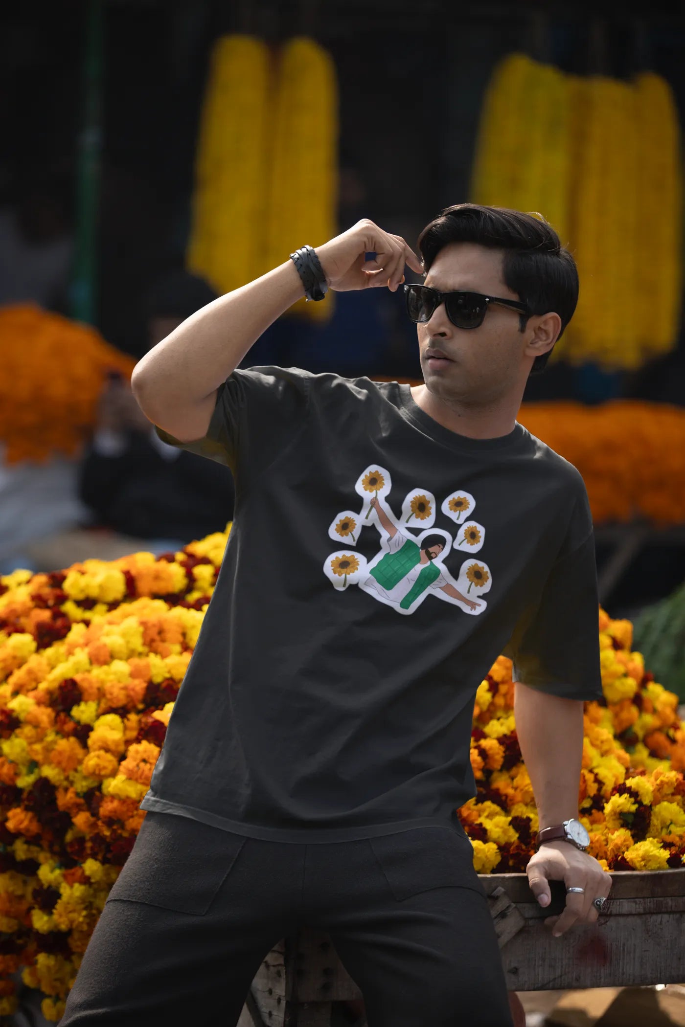 Diljit Dosanjh Bloemen Oversized T-shirt
