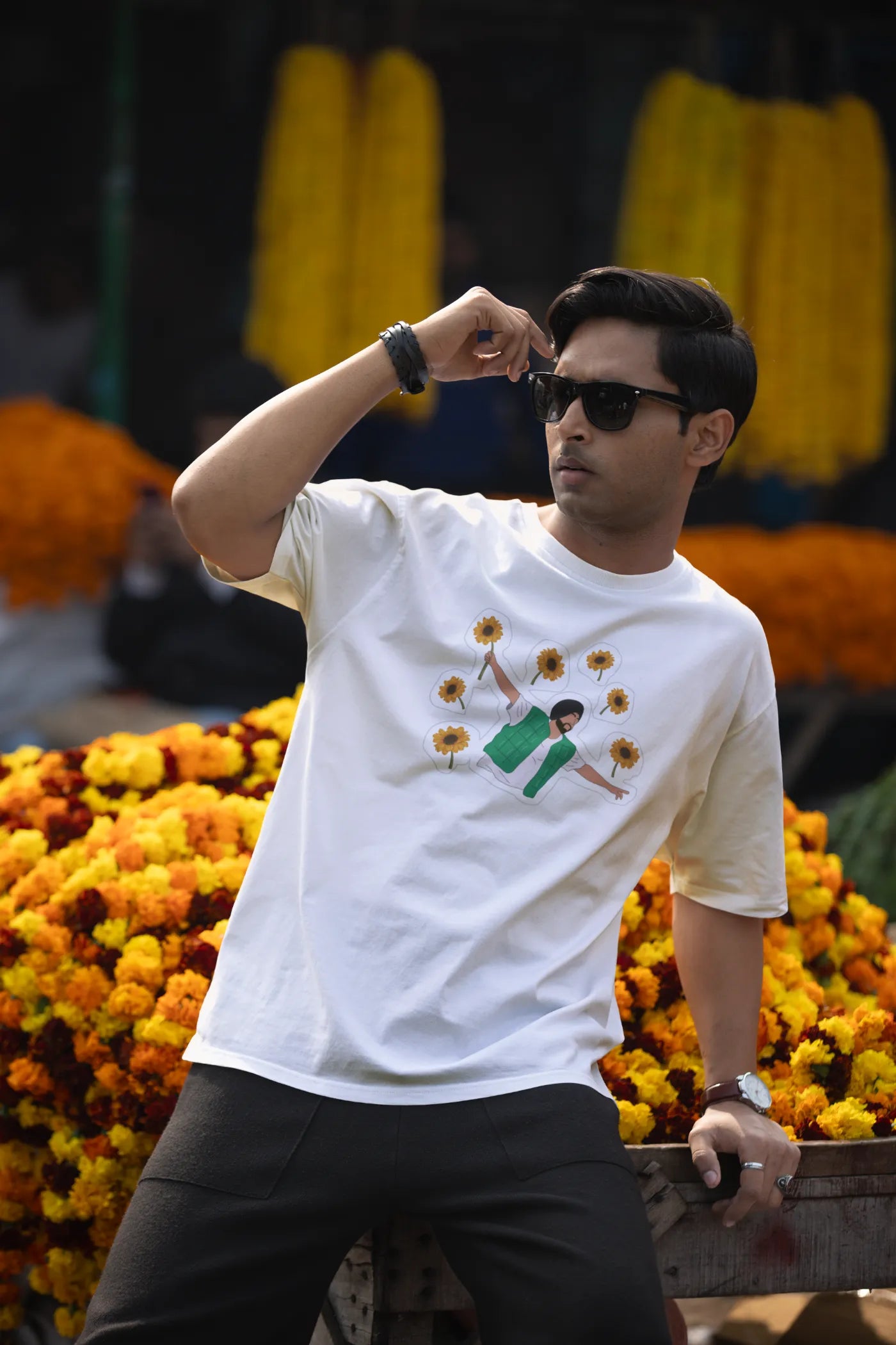 Diljit Dosanjh Bloemen Oversized T-shirt
