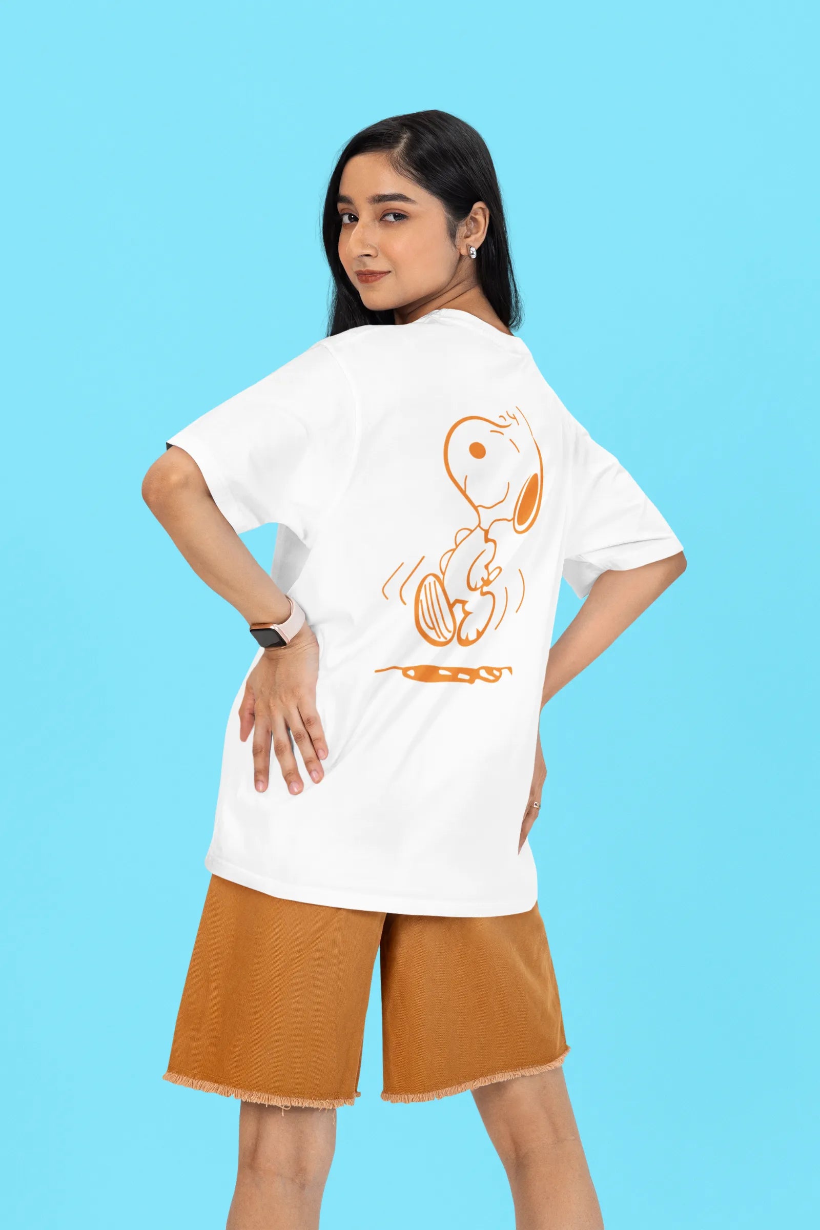 Happy Dog Snoopy Back Print Oversized T-Shirt