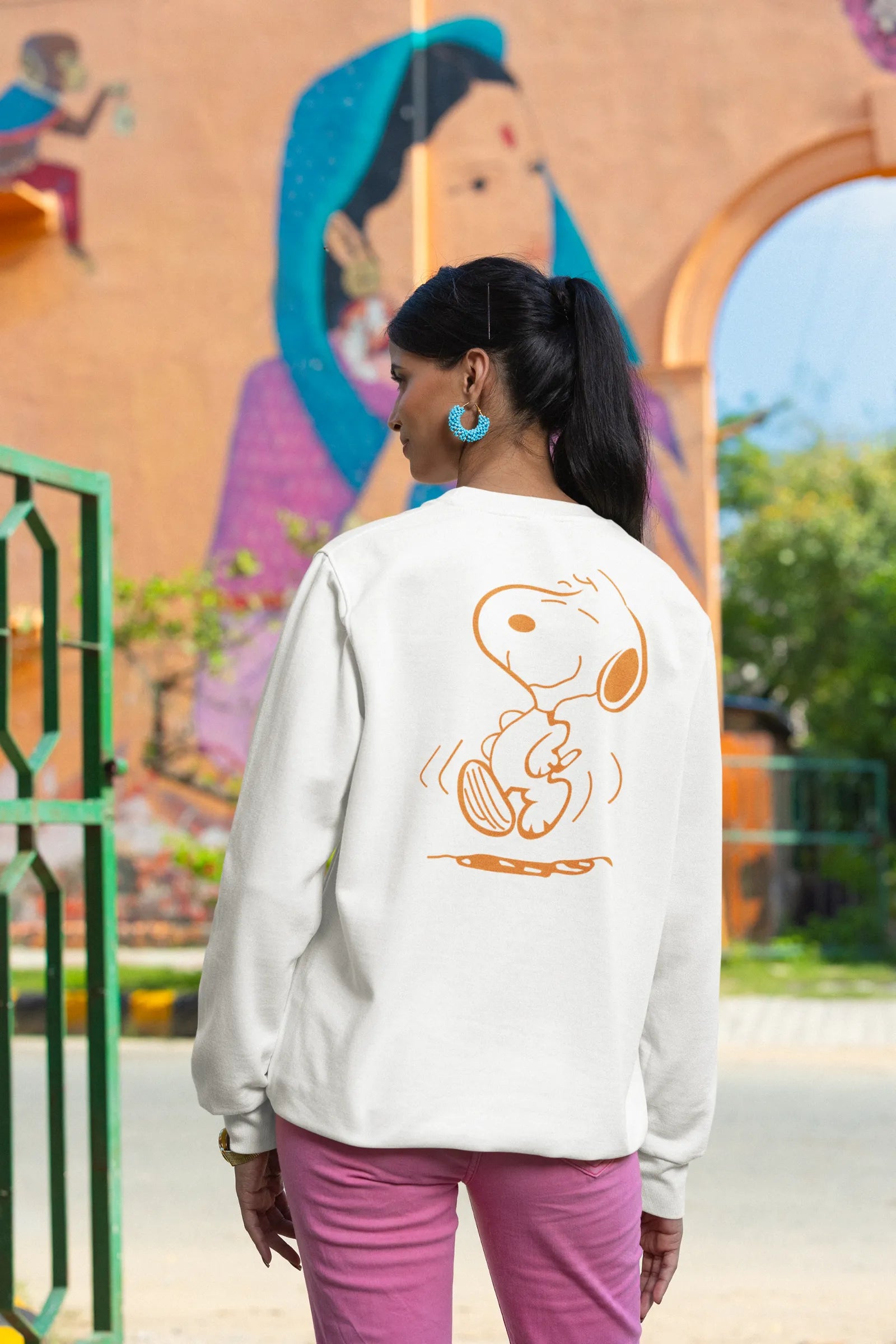 Happy Dog Snoopy Back Print Sweatshirt