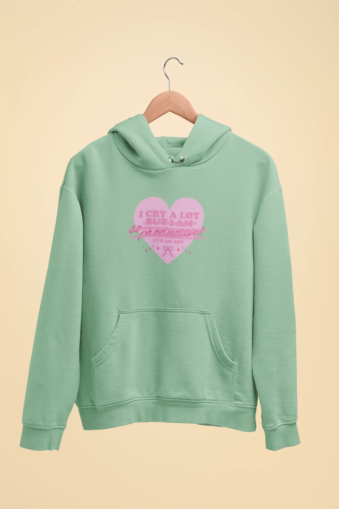 i cry a lot its an art unisex hoodie mint green