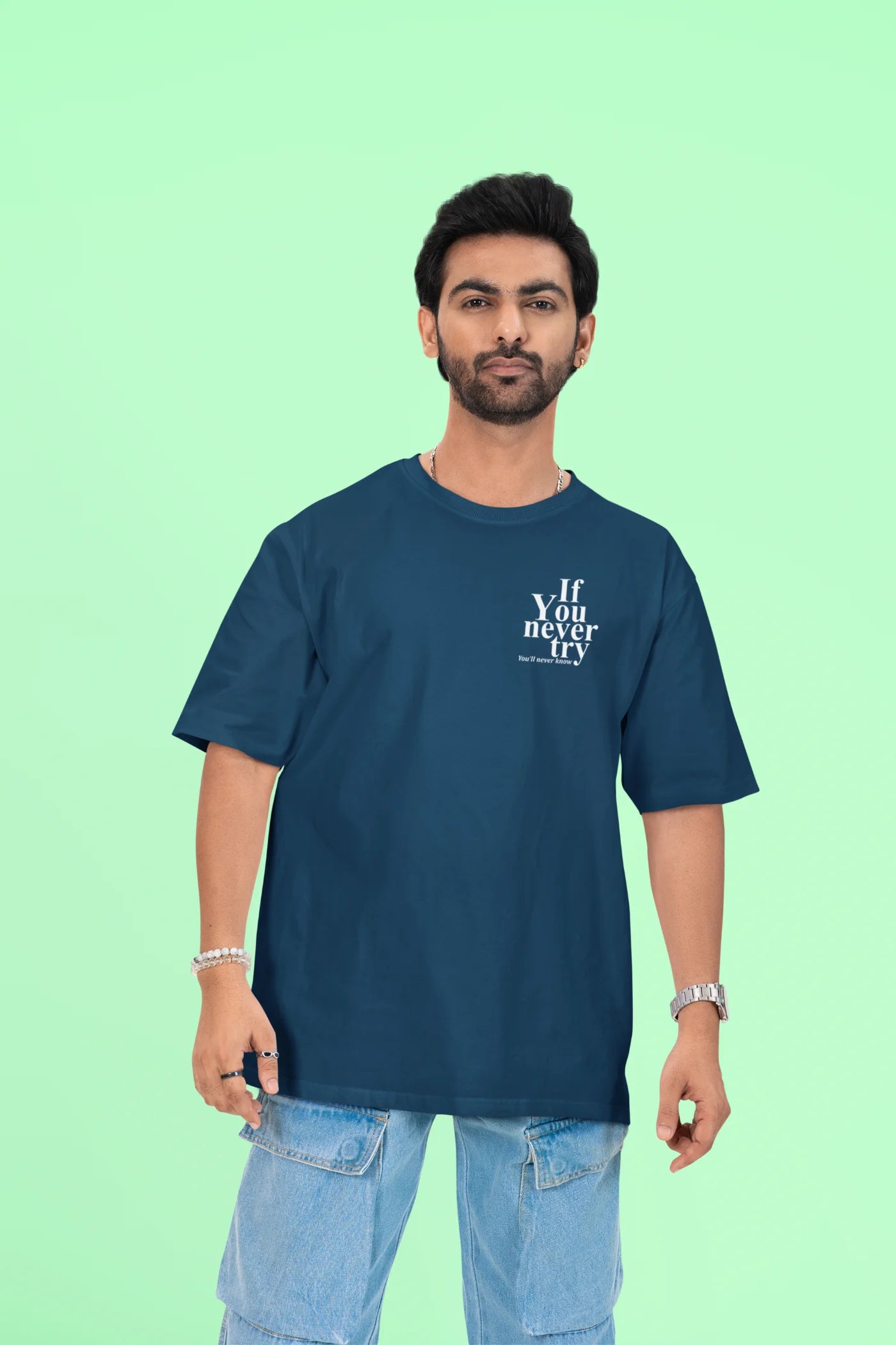 Als je het nooit probeert, zul je het nooit weten. Oversized T-shirt