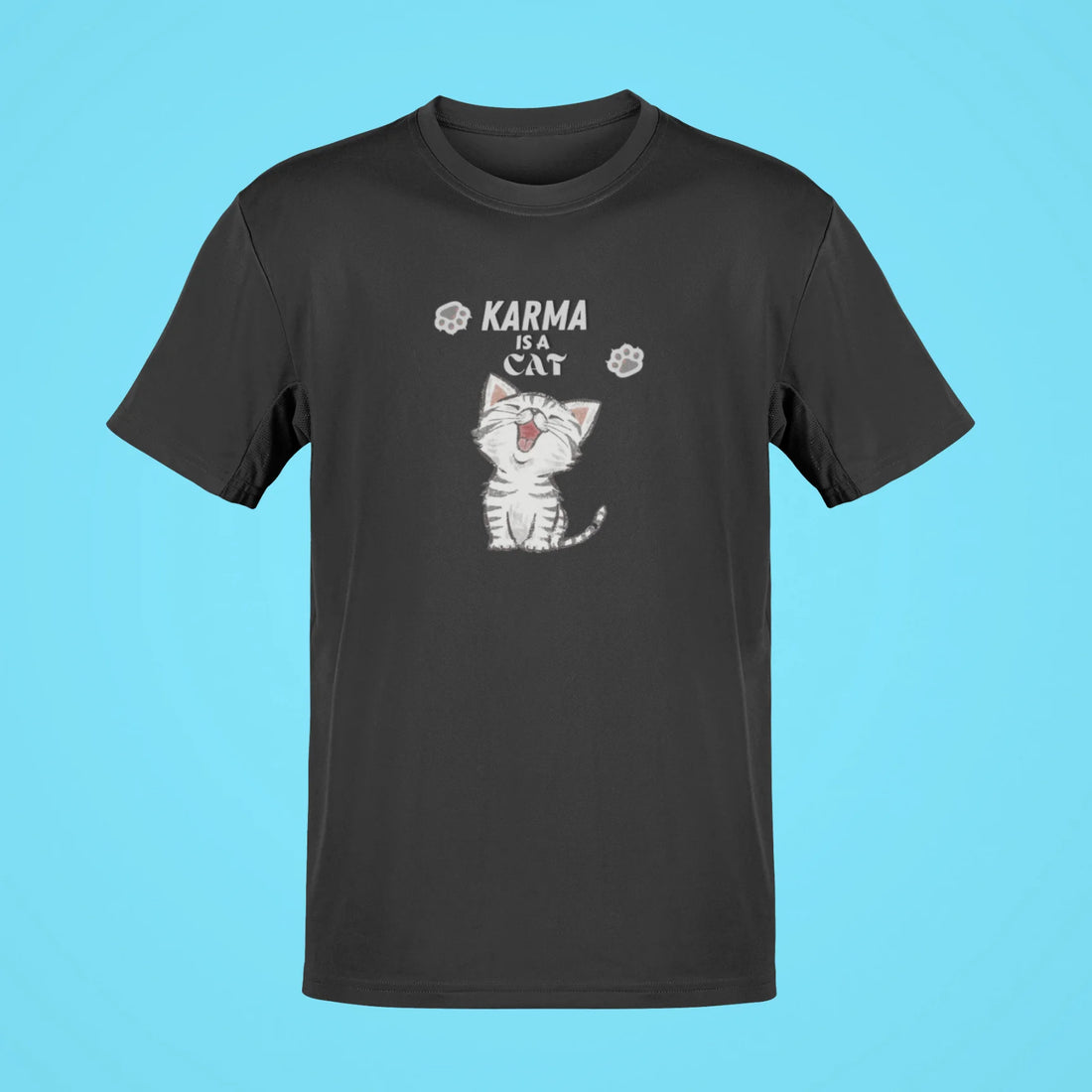 karma is a cat oversized t shirt 2 black