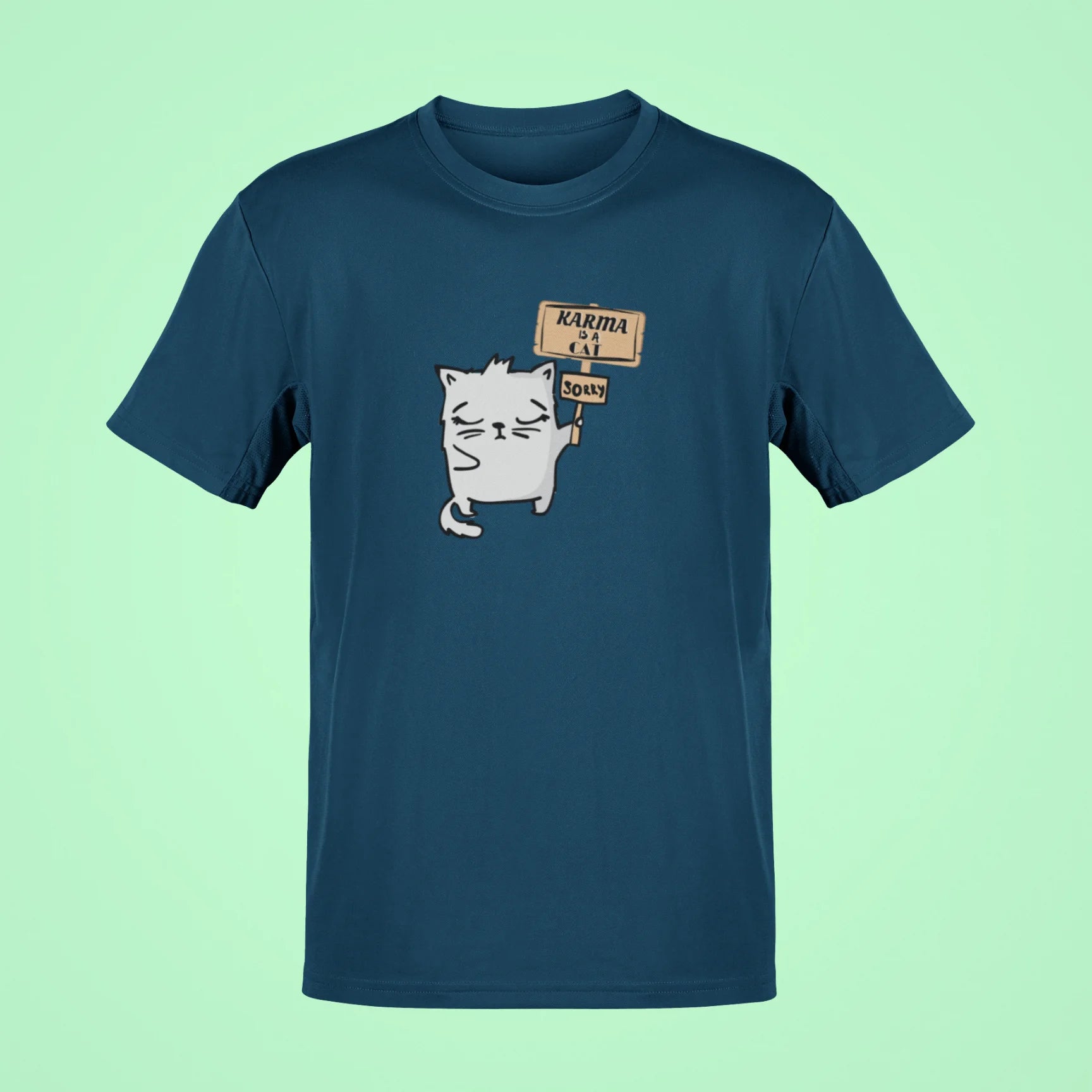 karma is a cat oversized t shirt 4 navy blue