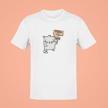 karma is a cat oversized t shirt 4 white