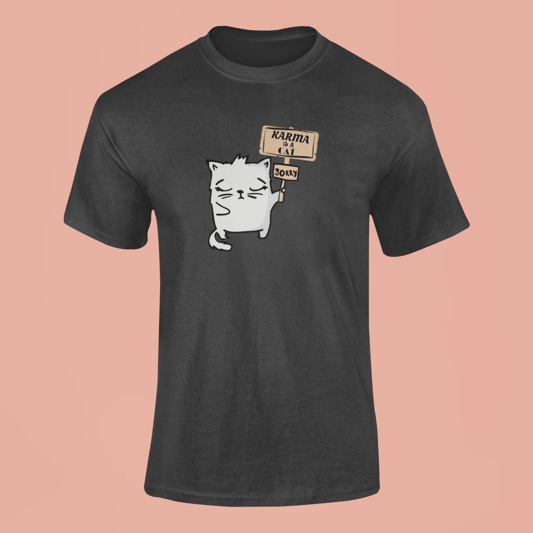 karma is a cat t shirt 4 black