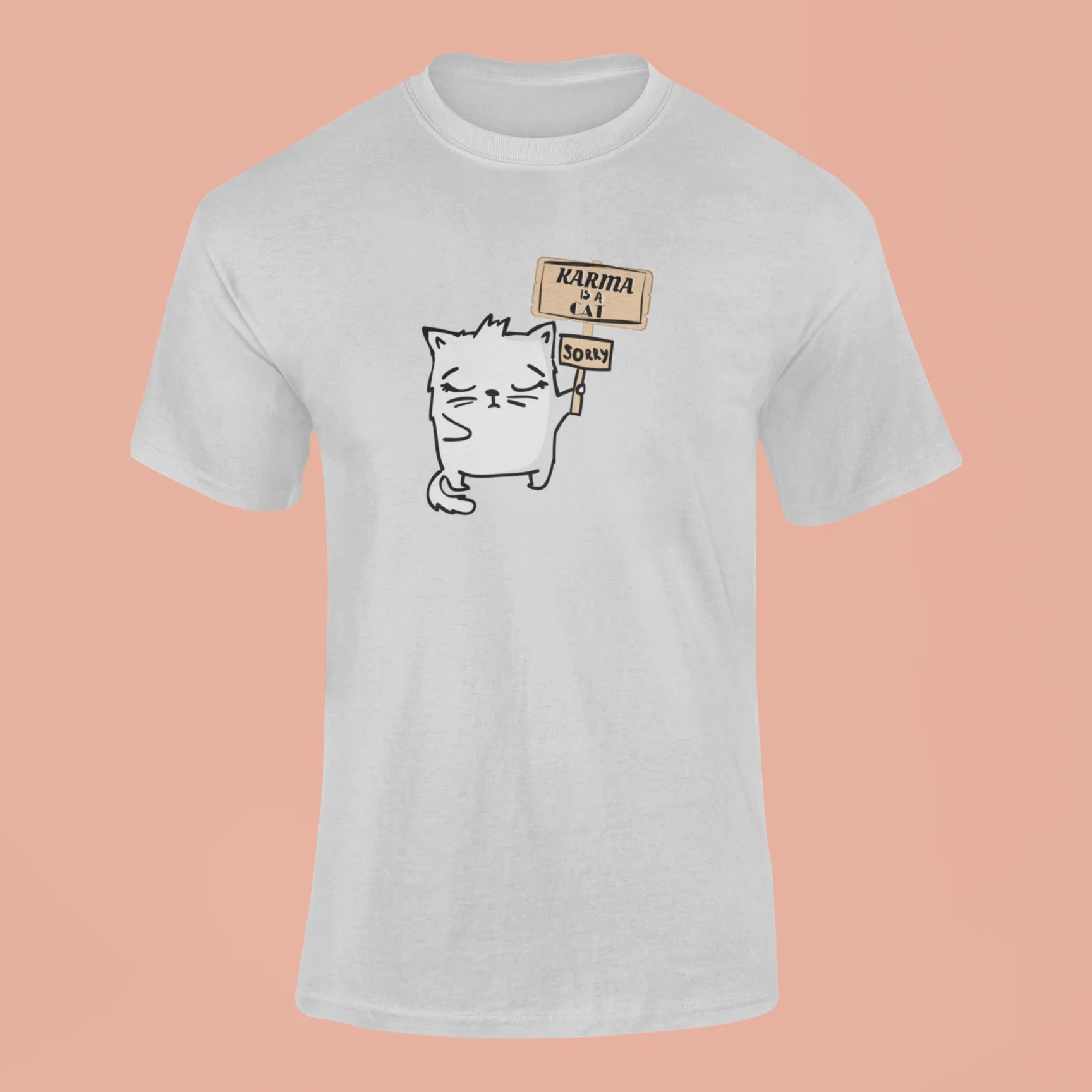 karma is a cat t shirt 4 grey