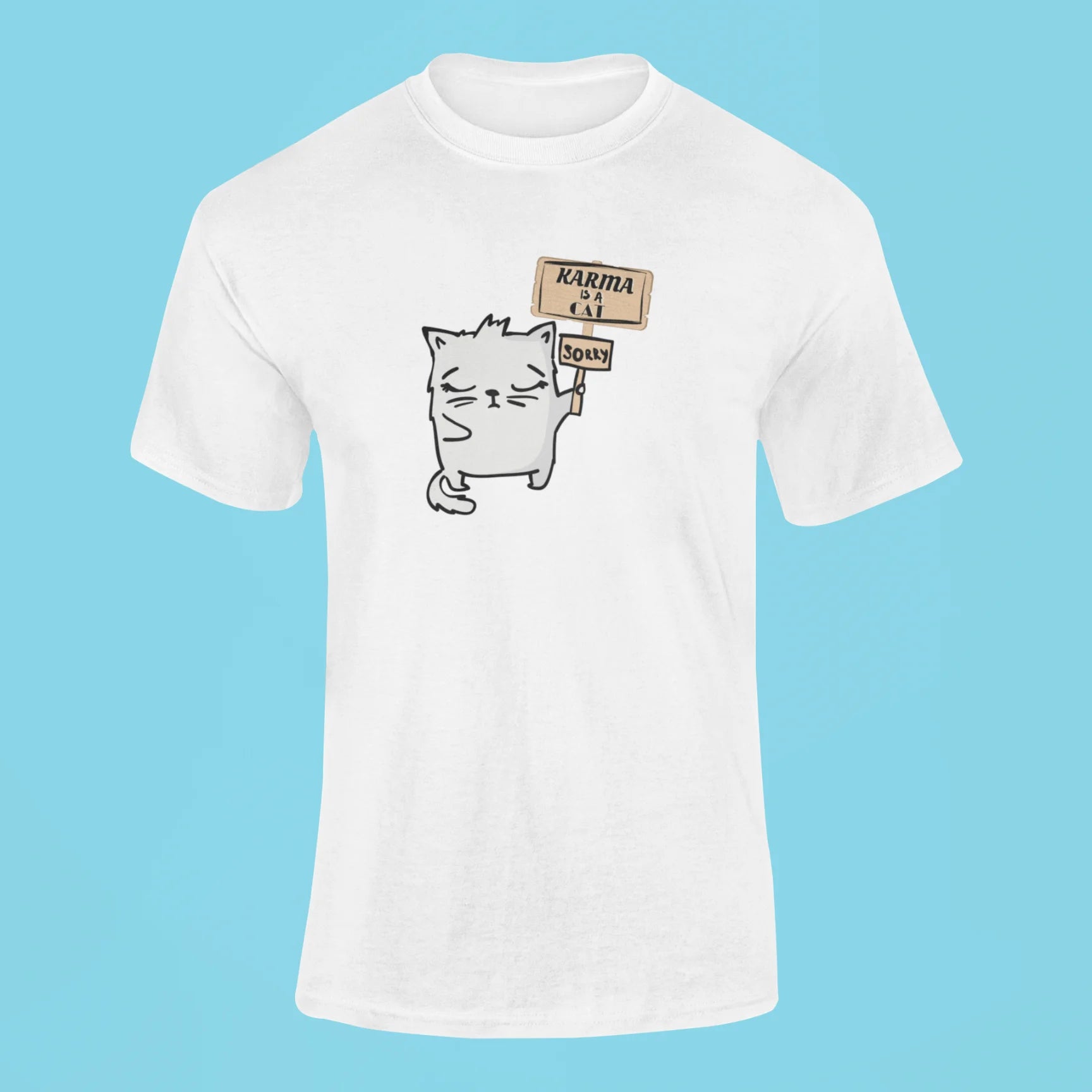 karma is a cat t shirt 4 white