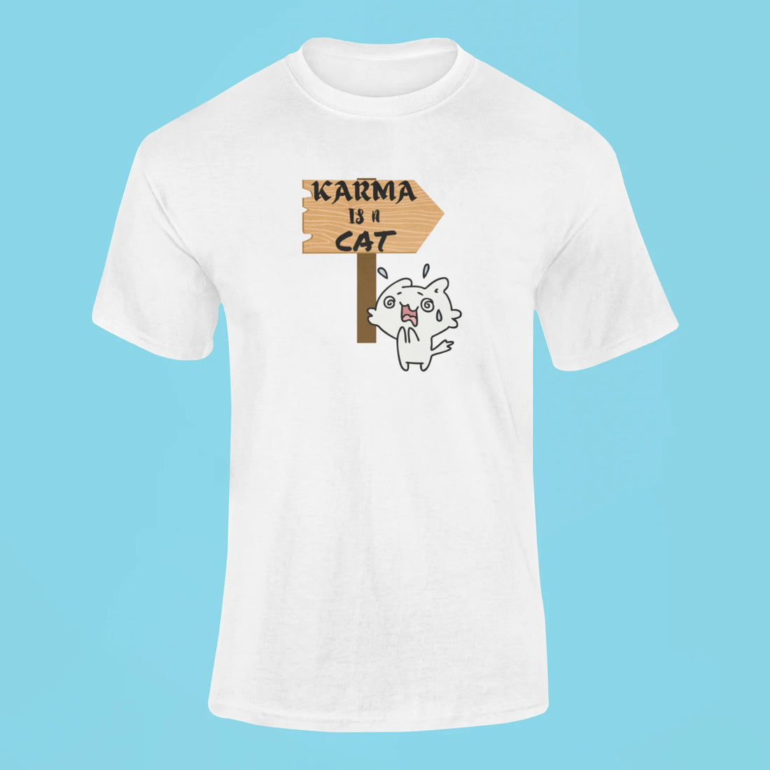 karma is a cat t shirt 5 pink