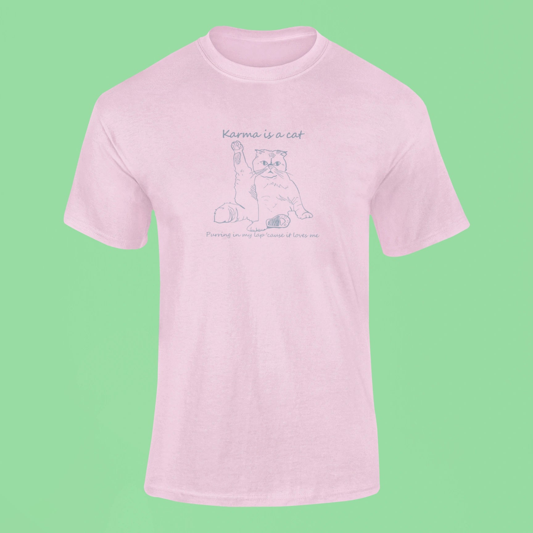 karma is a cat t shirt 6 pink