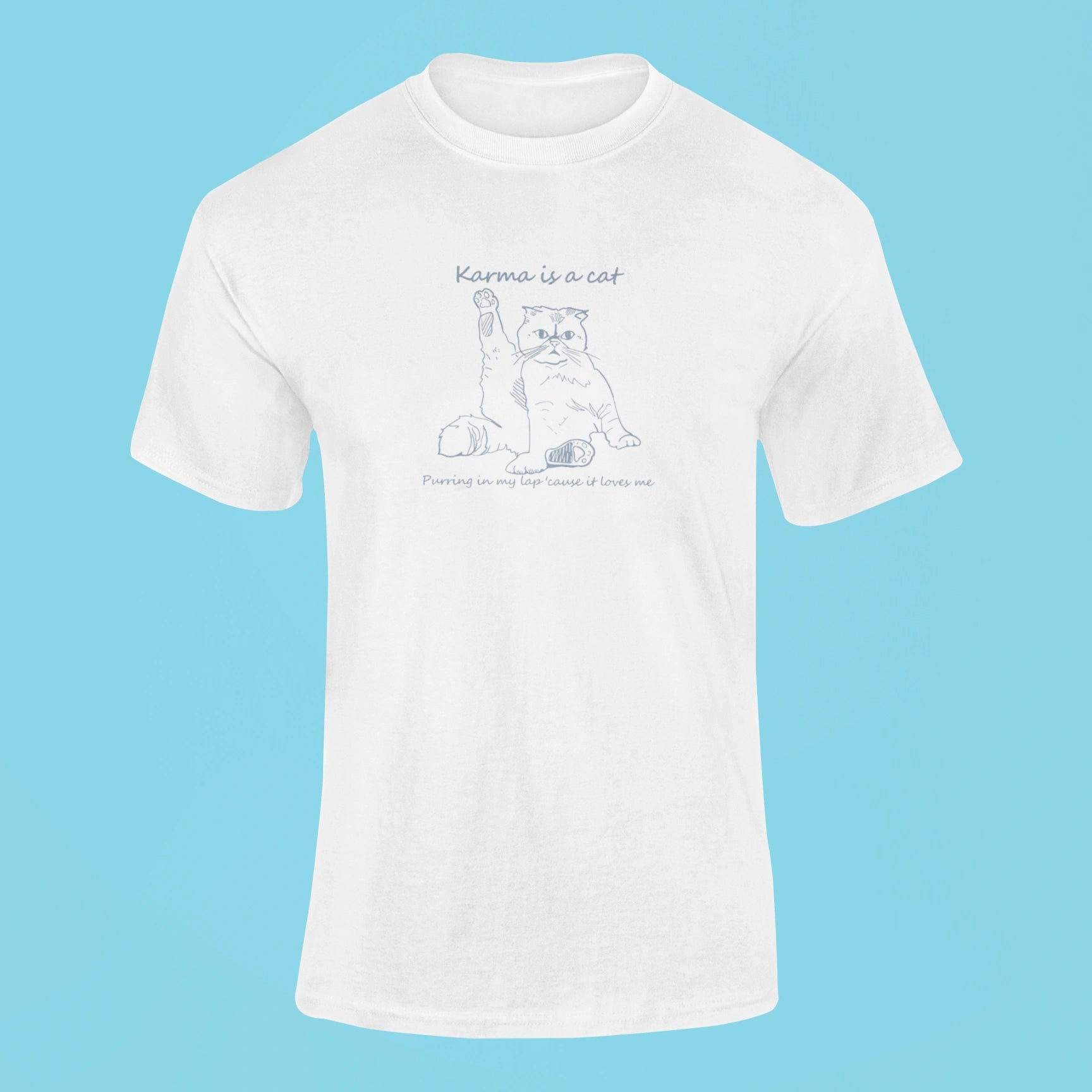 karma is a cat t shirt 6 white