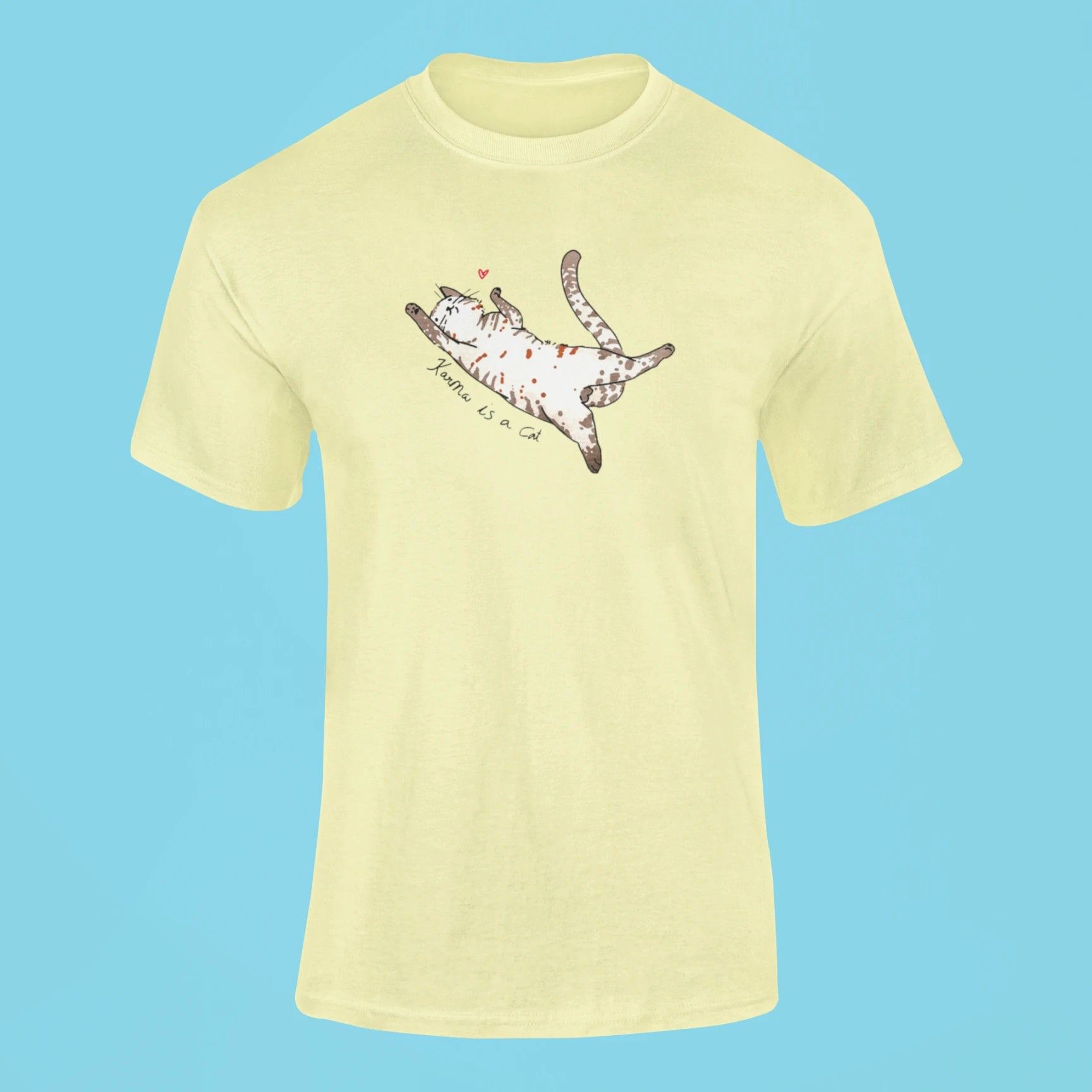 karma is a cat t shirt butter yellow 1