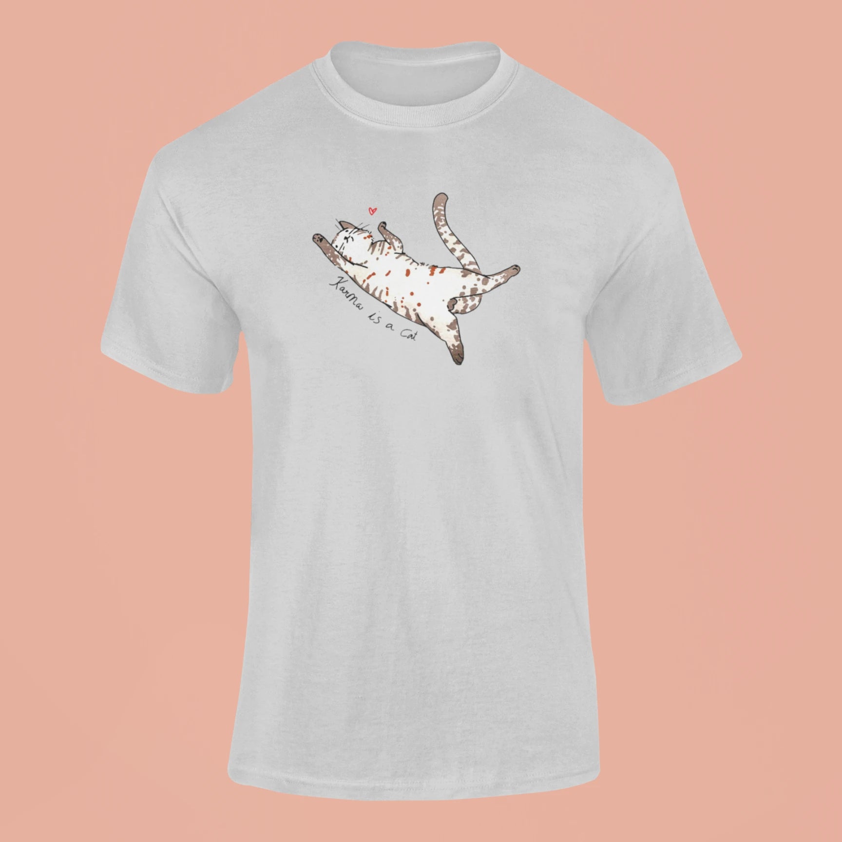 karma is a cat t shirt grey 1