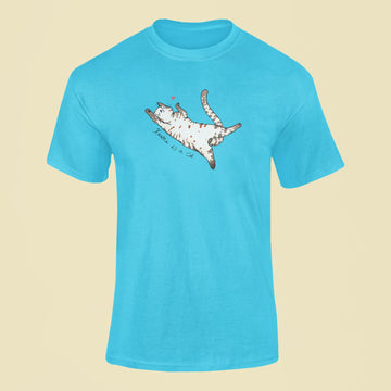 karma is a cat t shirt sky blue 1