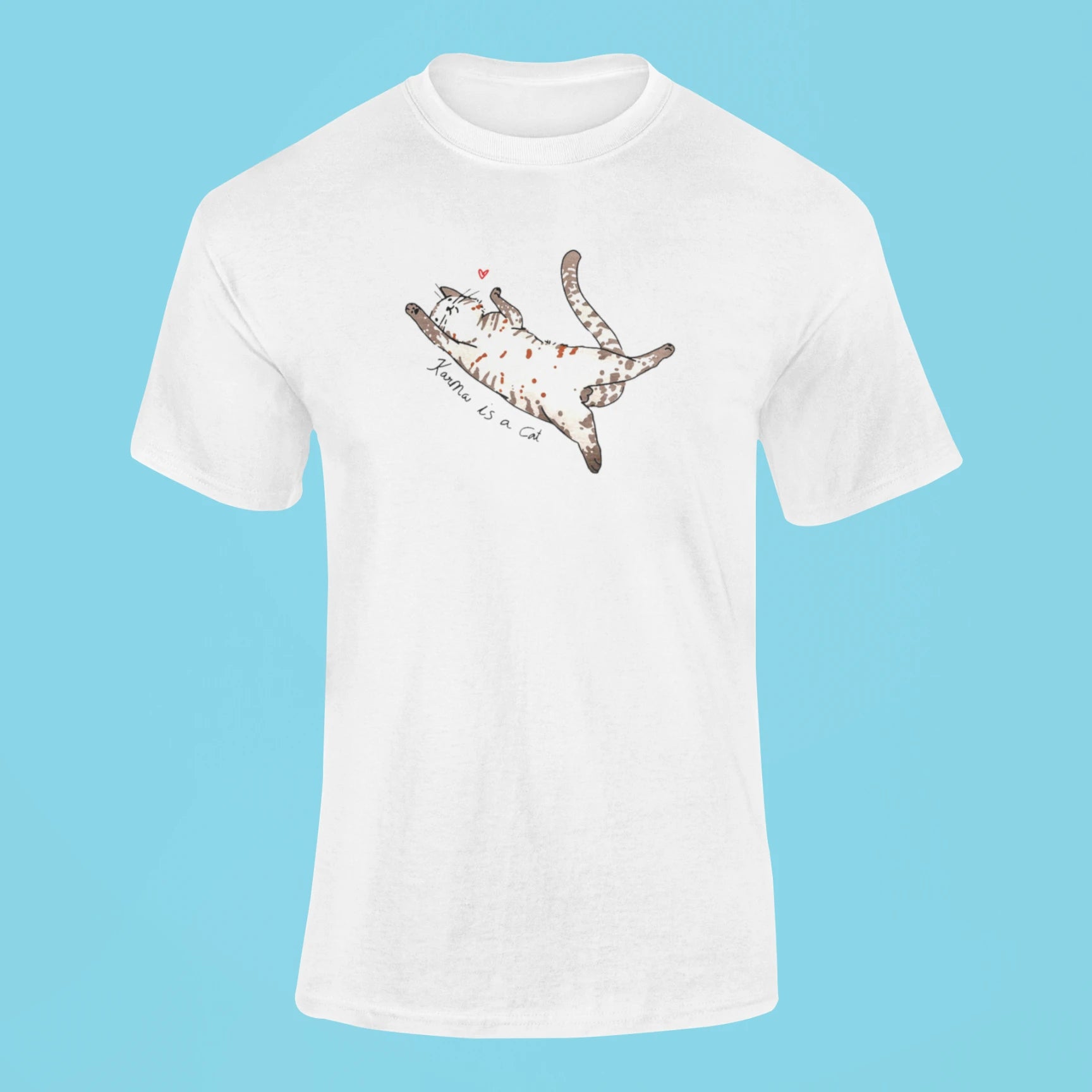 karma is a cat t shirt white 1
