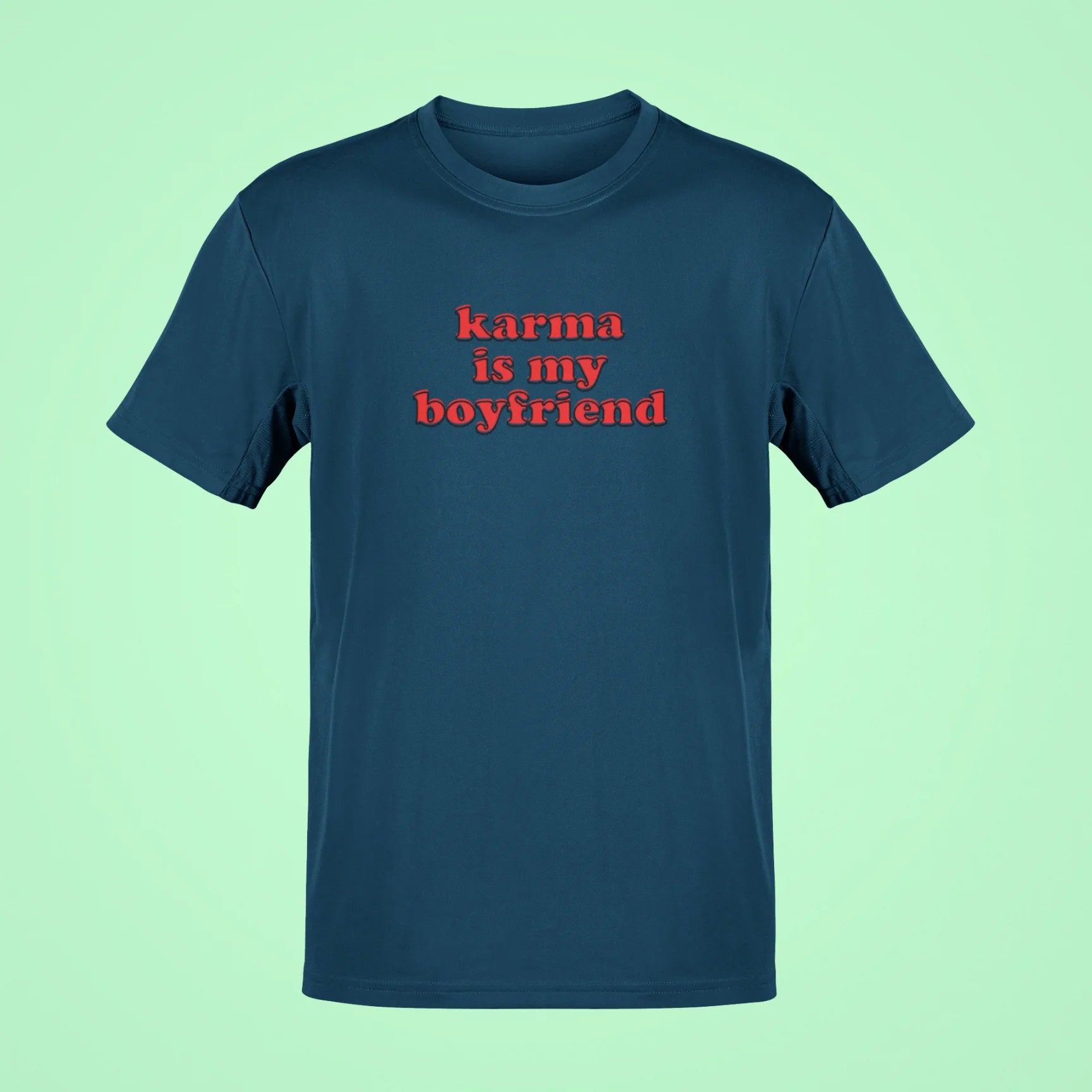 karma is my boyfriend oversized t shirt navy blue
