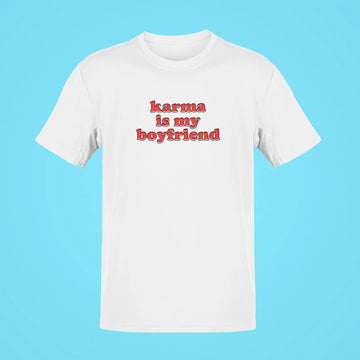 karma is my boyfriend oversized t shirt white