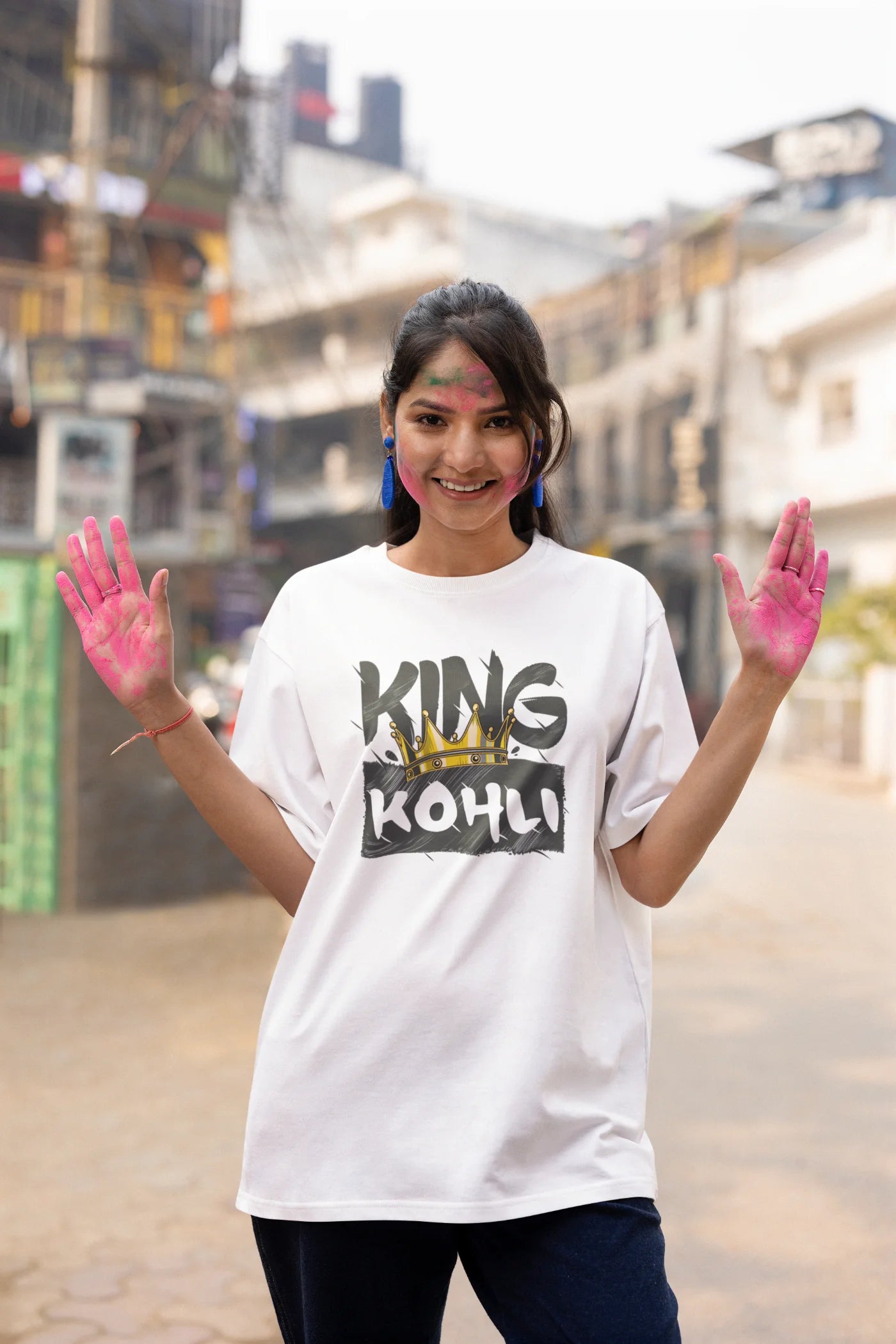 Oversized T-shirt met King Kohli-kroon