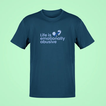 life is emotionally abusive oversized t shirt navy blue