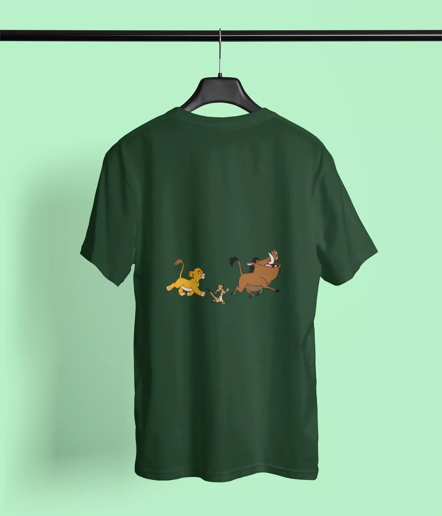 lion king simba pumbaa timon back print t shirt green