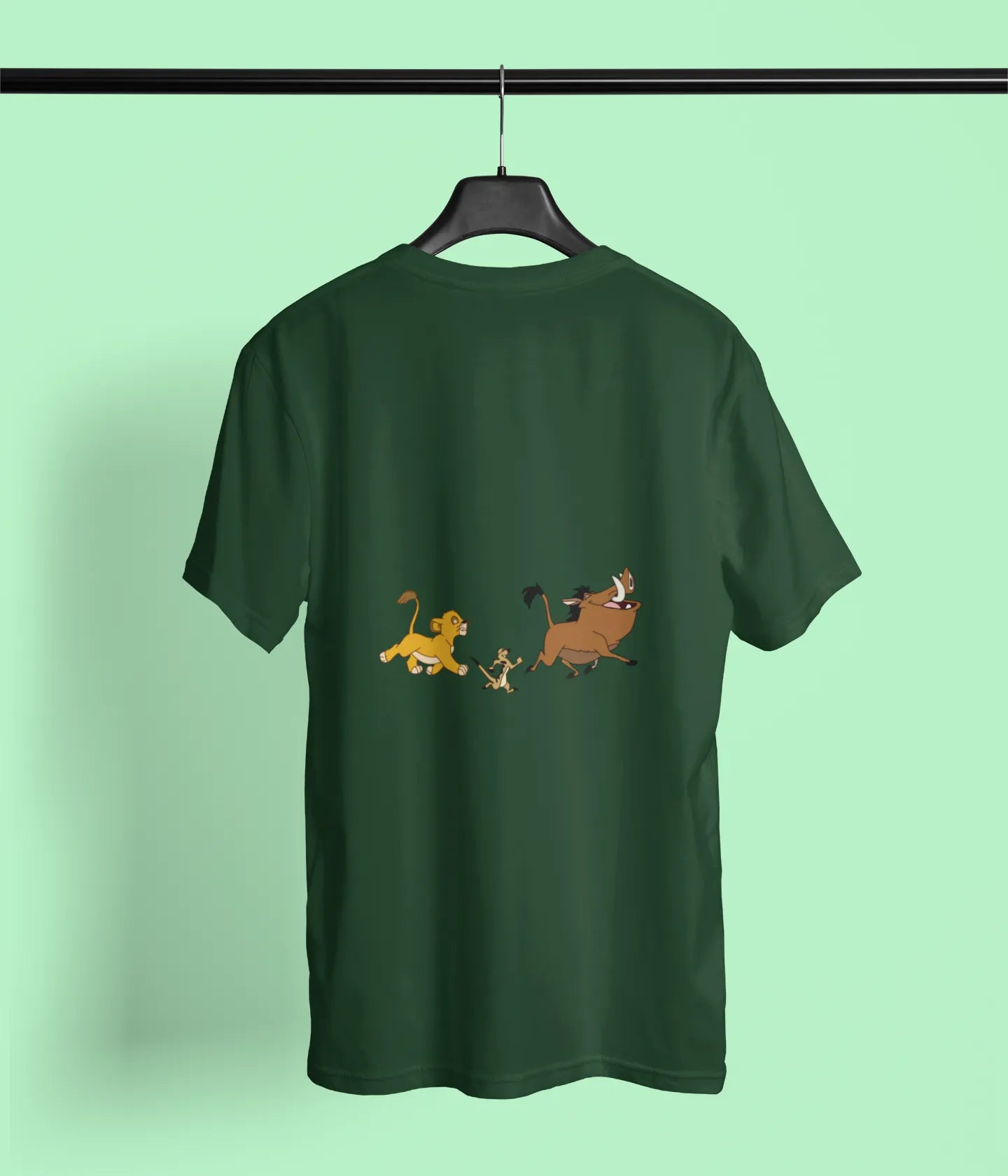lion king simba pumbaa timon back print t shirt green
